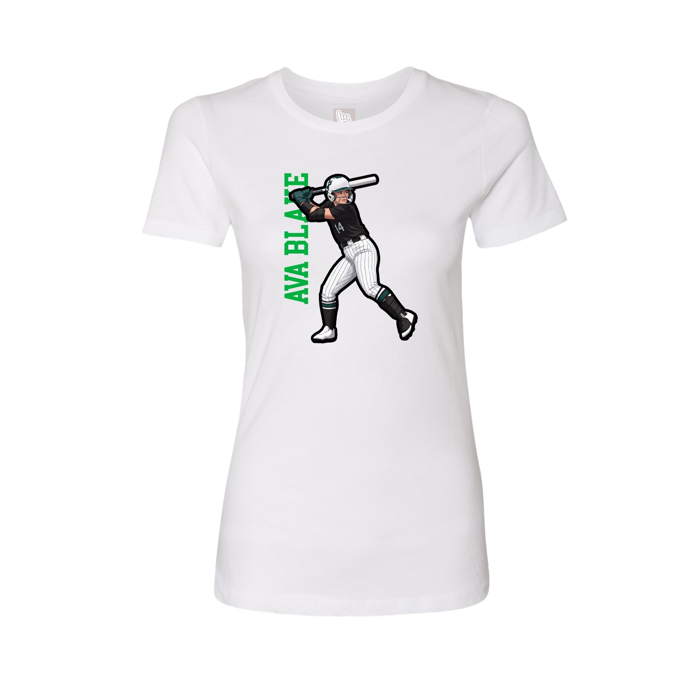 Fitted Women's Tee — Name Vertical in White