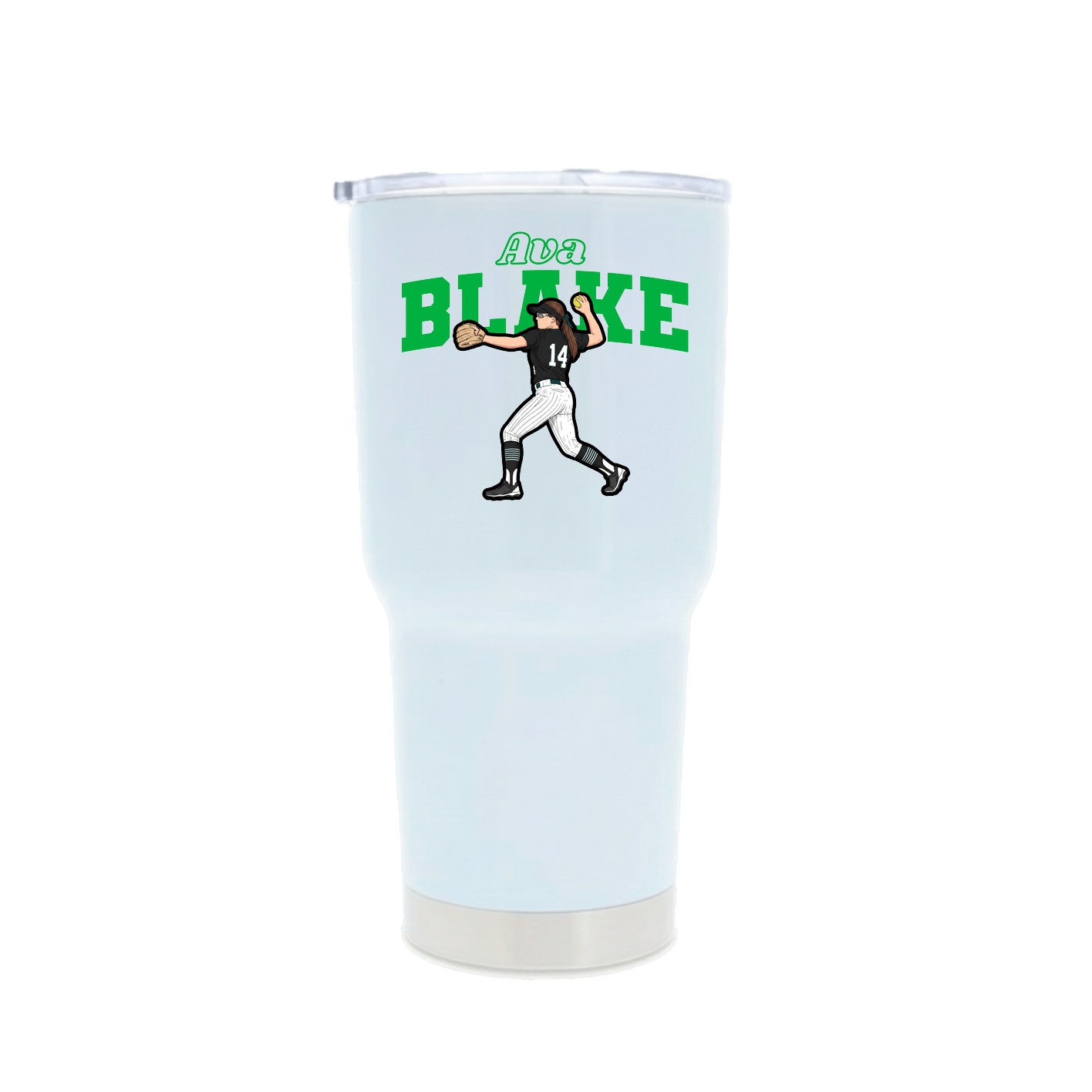 30oz Stainless Steel Tumbler — Name Arch in White