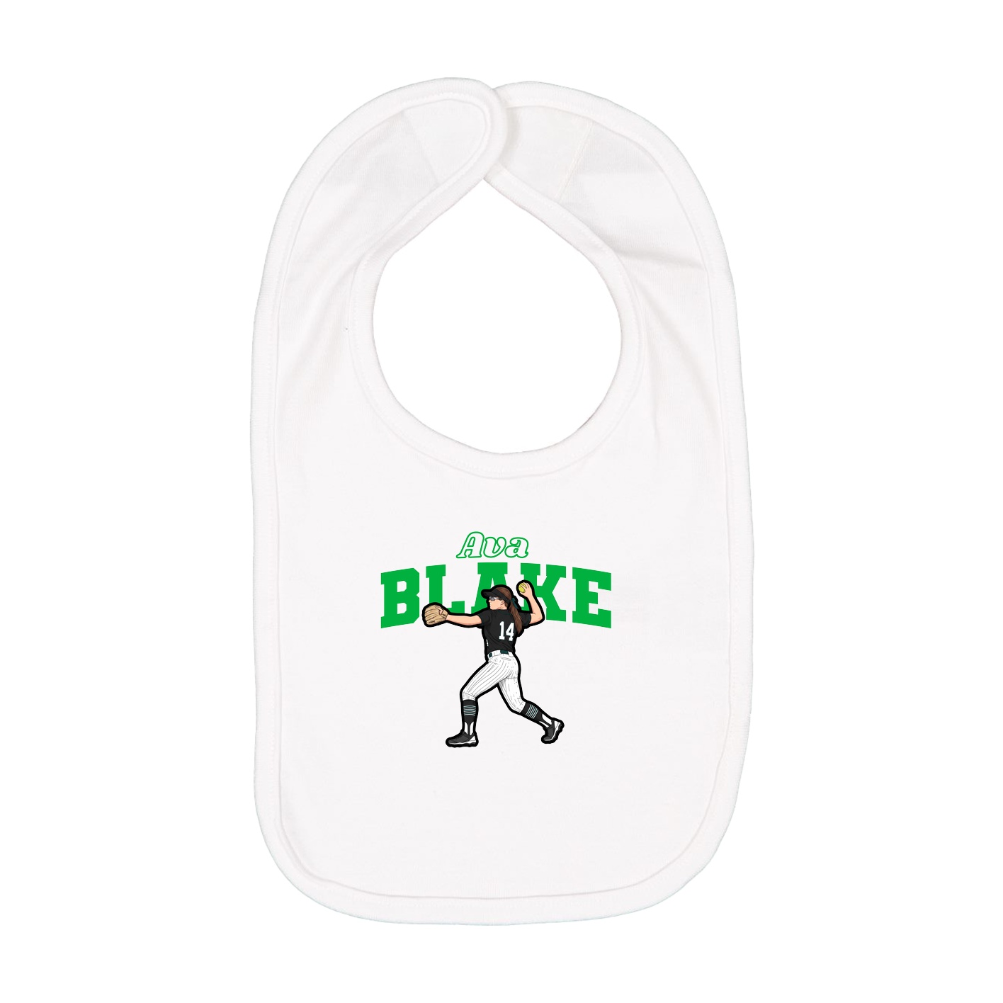 Infant Bib — Name Arch in White