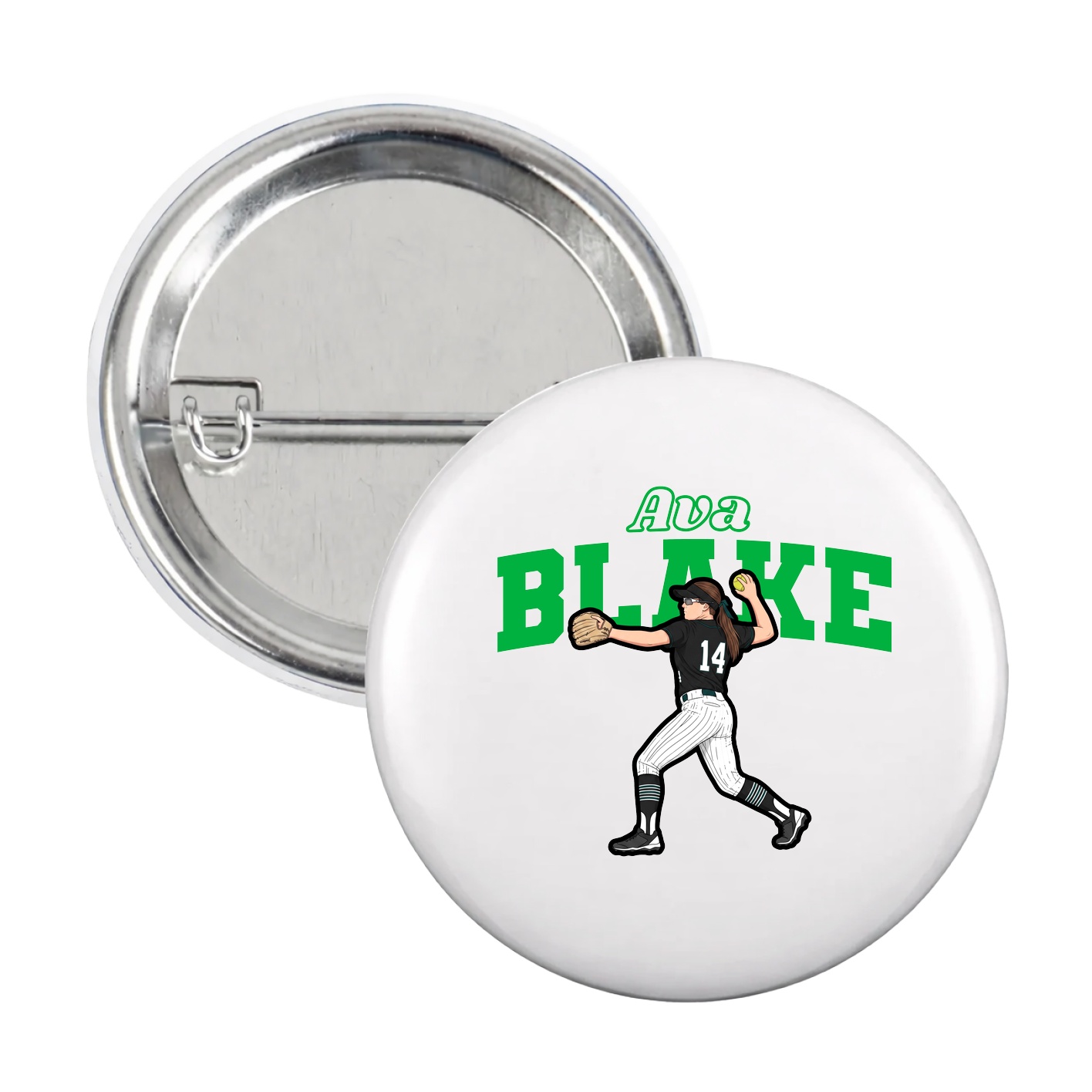 Game Day Button — Name Arch in White
