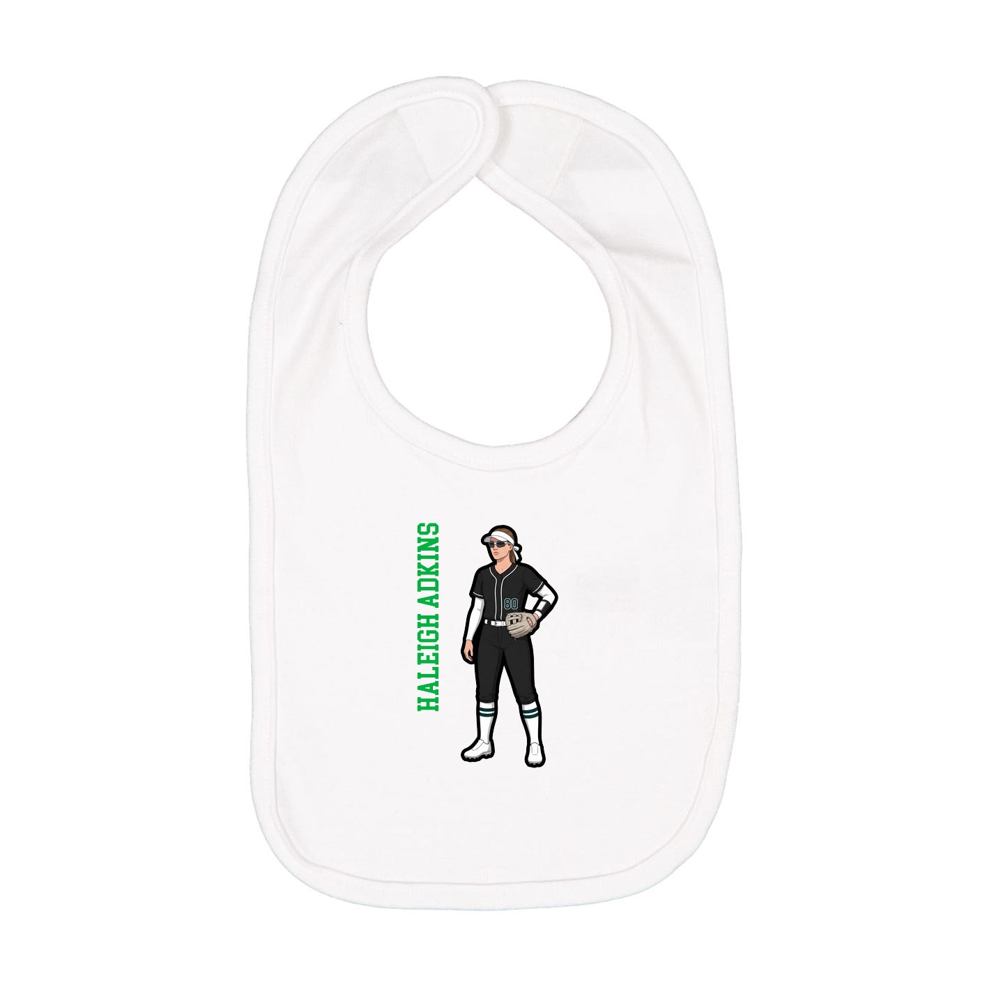 Infant Bib — Name Vertical in White