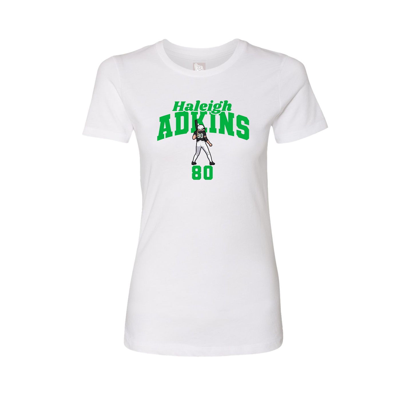 Fitted Women's Tee — Signature Arch in White