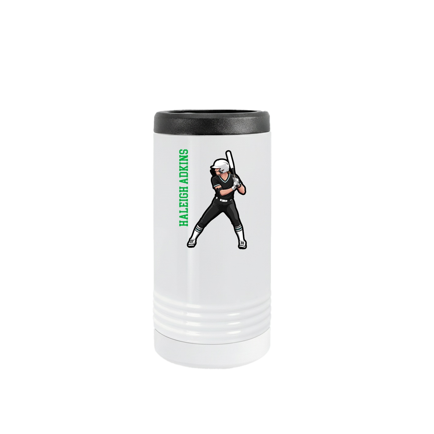 Slim Beverage Holder — Name Vertical in White