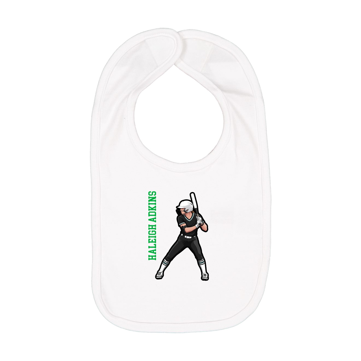 Infant Bib — Name Vertical in White