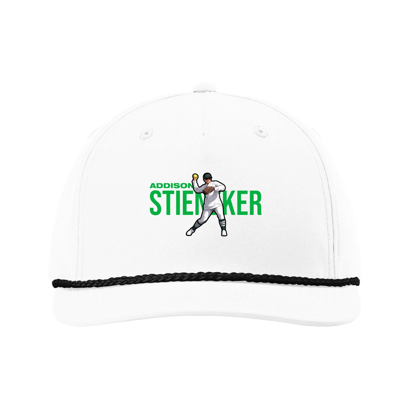 Five-Panel Classic Rope Cap — Player Name in White