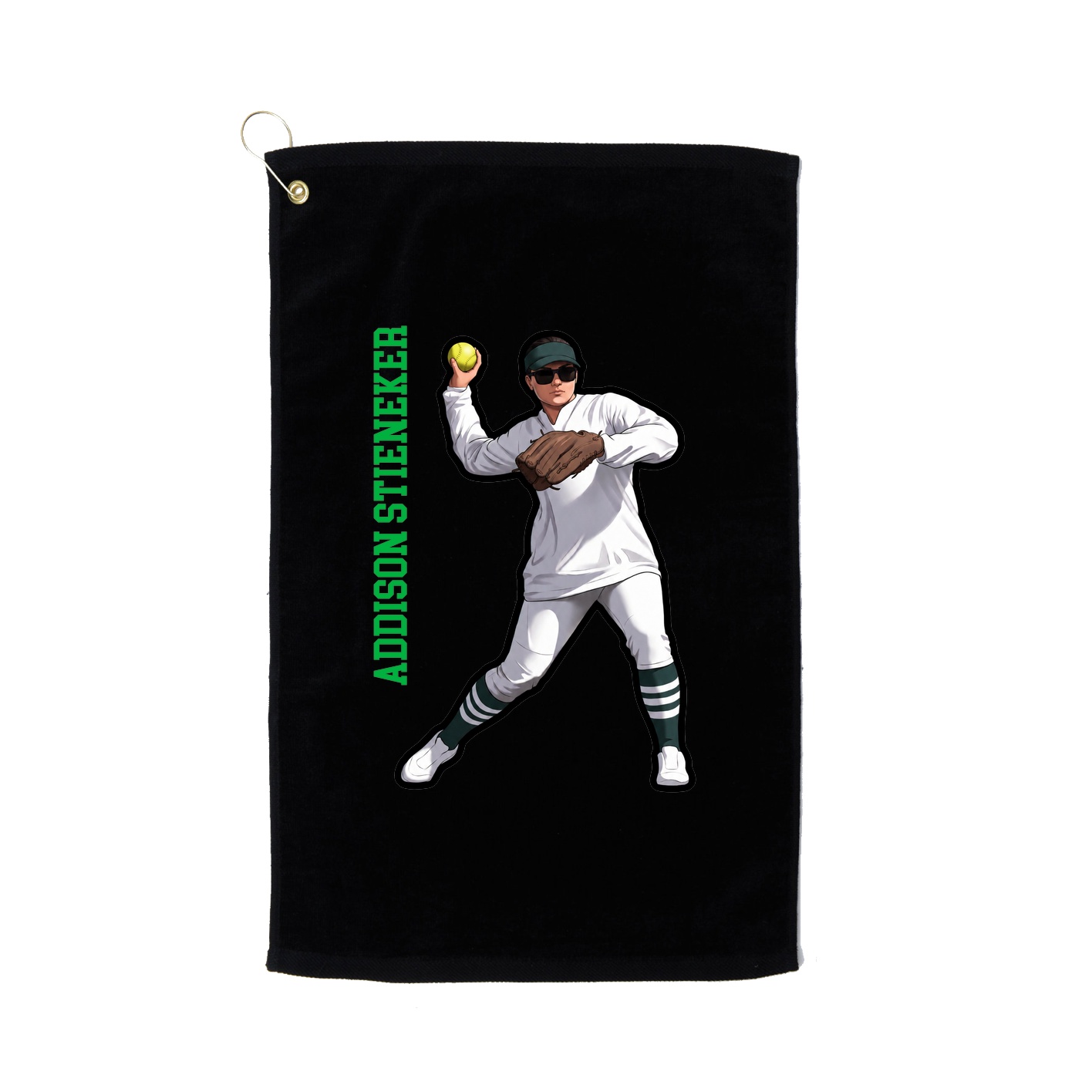 Golf Towel — Name Vertical in Black