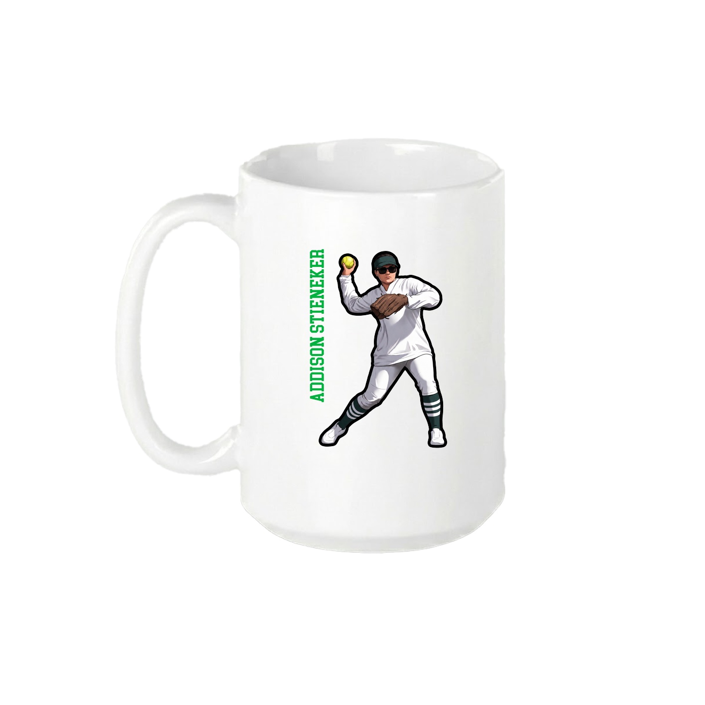 15oz Coffee Mug — Name Vertical in White