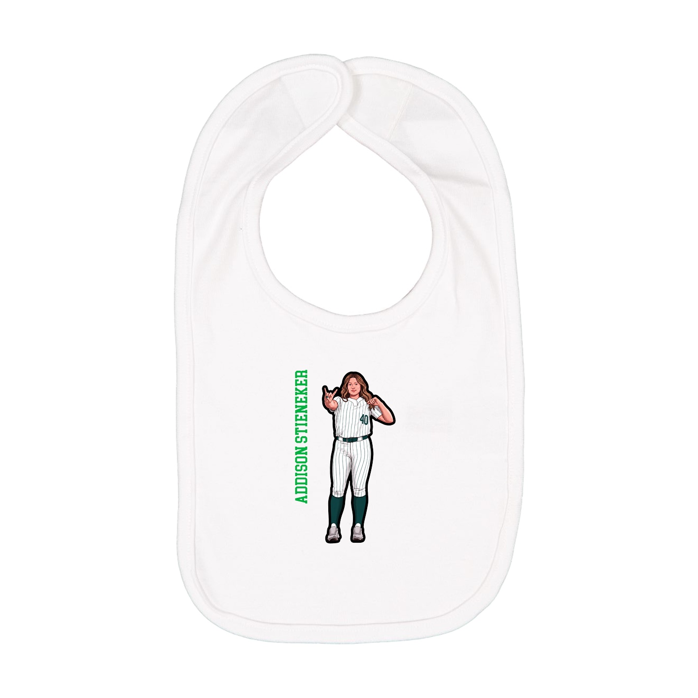 Infant Bib — Name Vertical in White