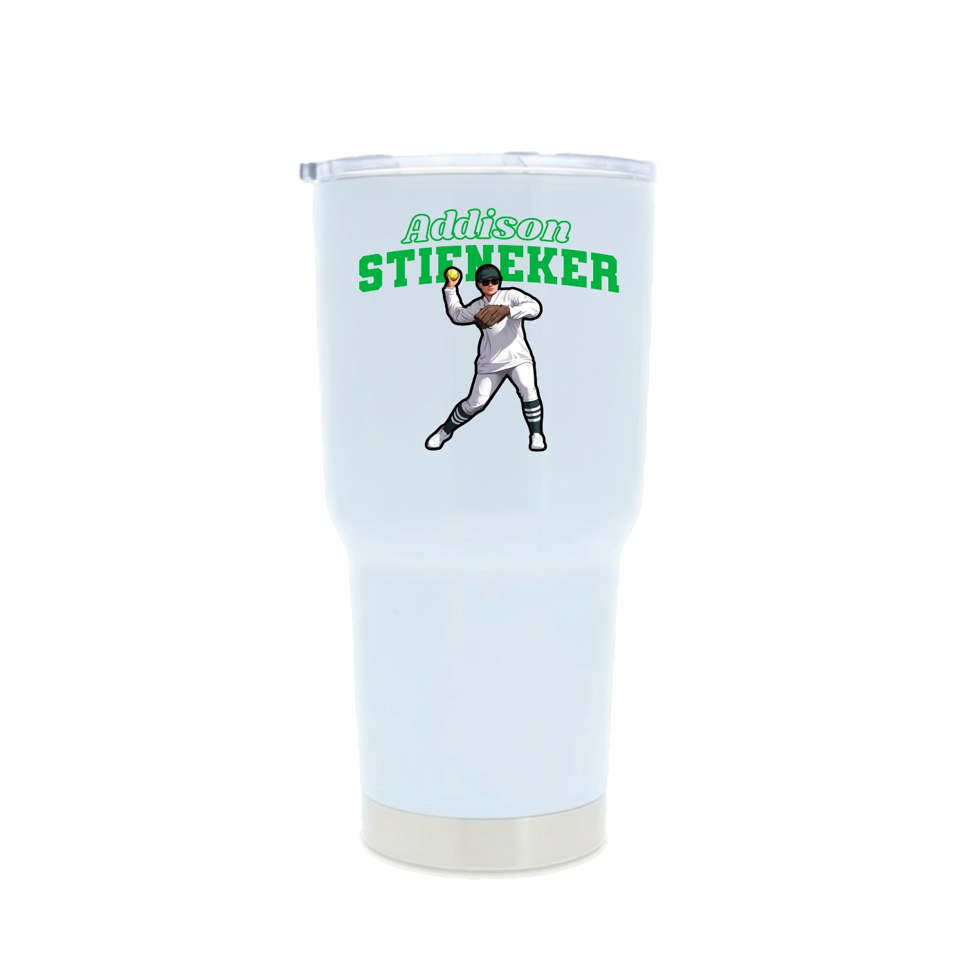 30oz Stainless Steel Tumbler — Name Arch in White