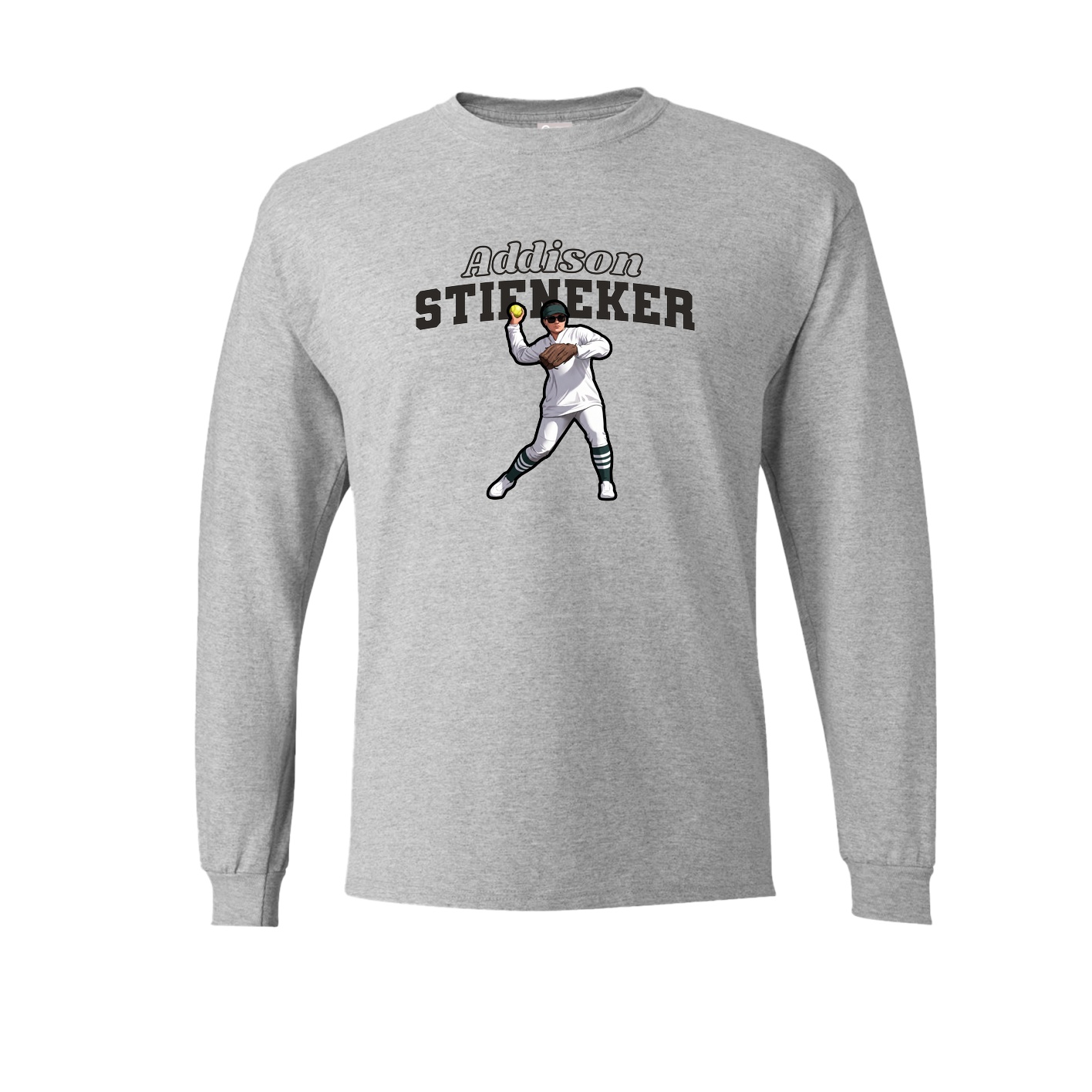 Long Sleeve Tee — Name Arch in Grey