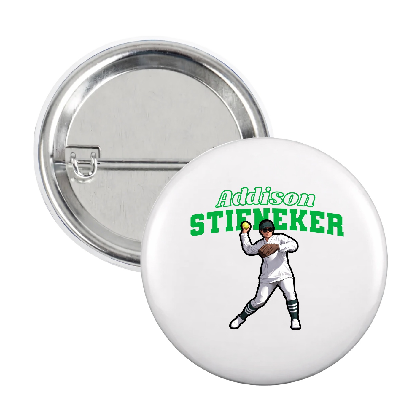 Game Day Button — Name Arch in White