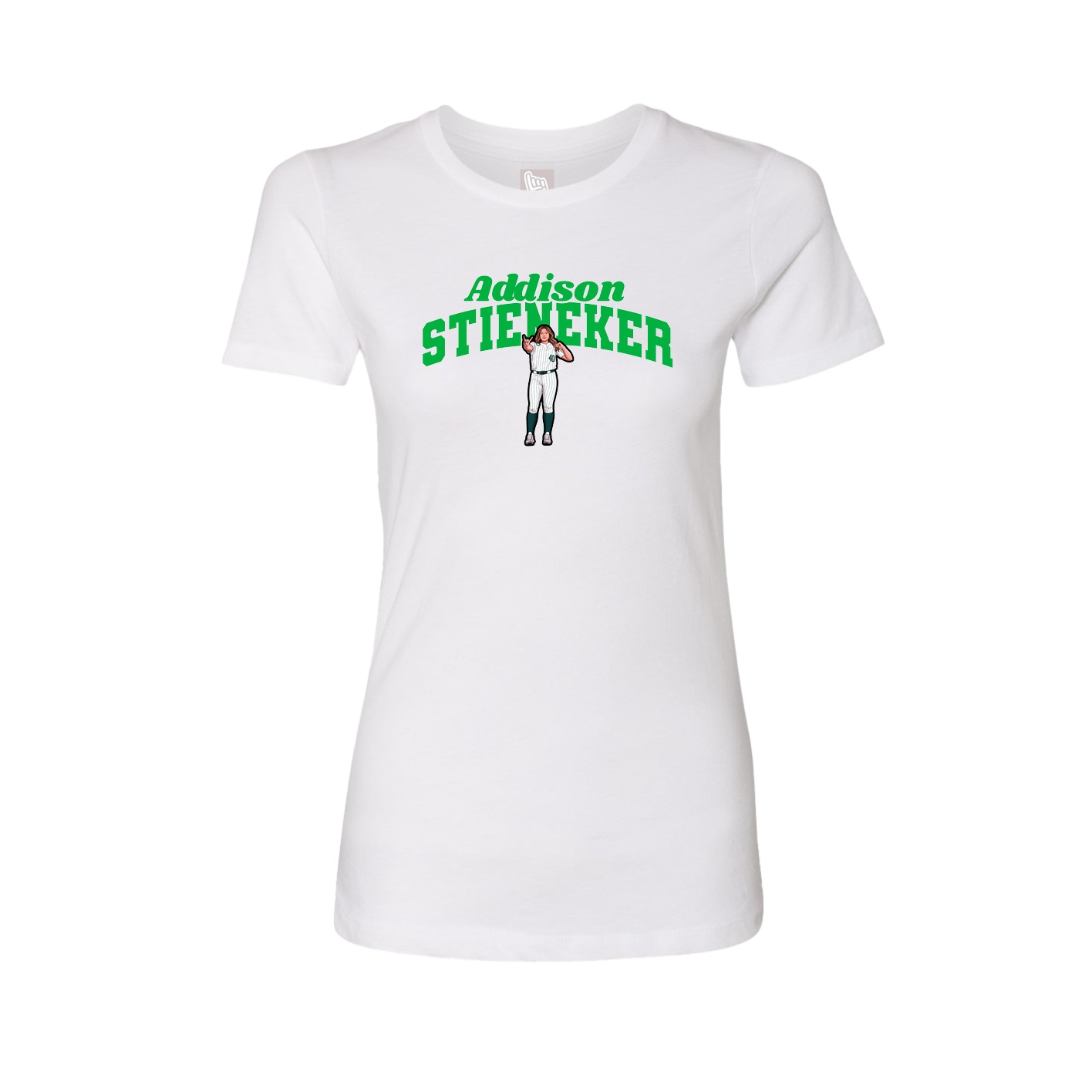 Fitted Women's Tee — Signature Arch in White