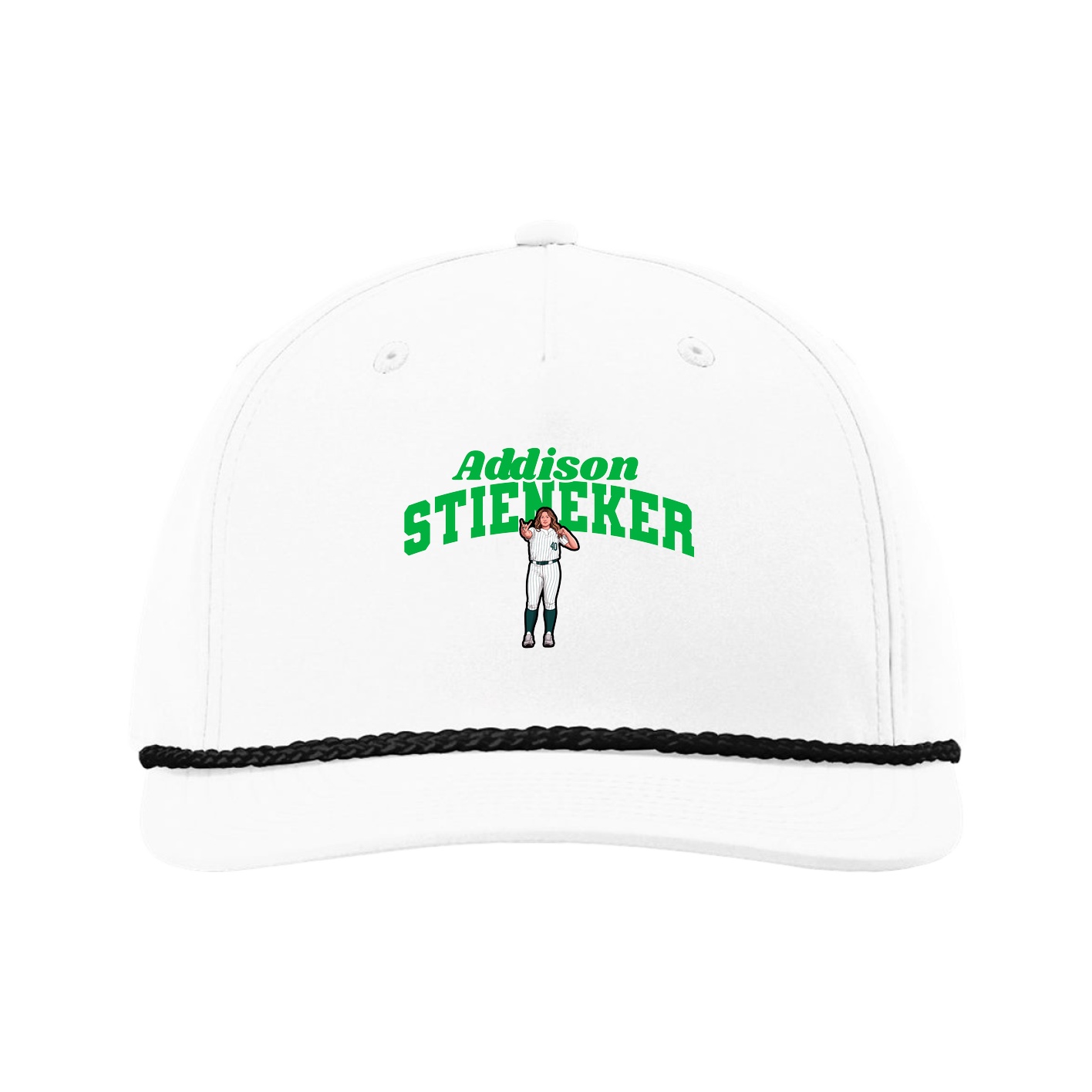 Five-Panel Classic Rope Cap — Signature Arch in White