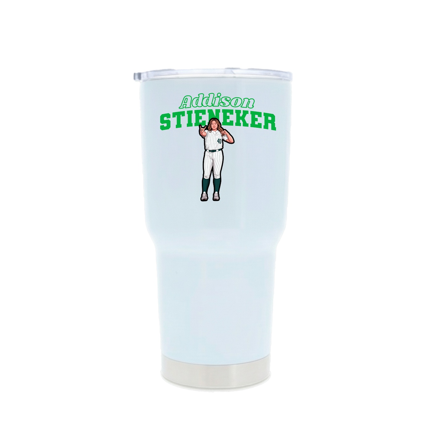 30oz Stainless Steel Tumbler — Name Arch in White