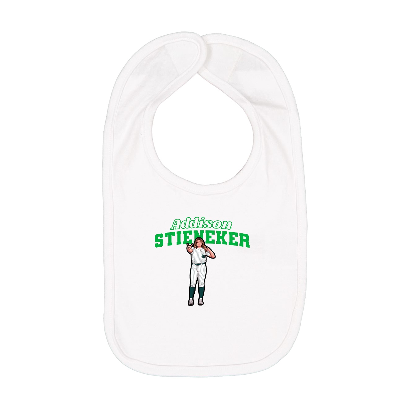 Infant Bib — Name Arch in White