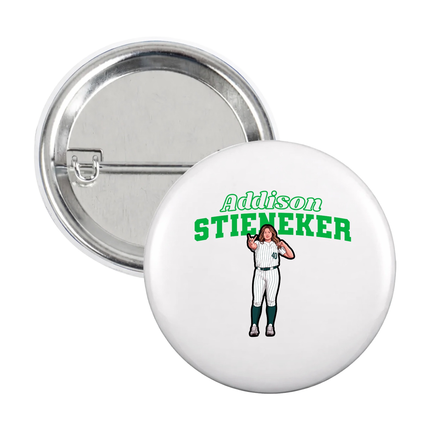 Game Day Button — Name Arch in White