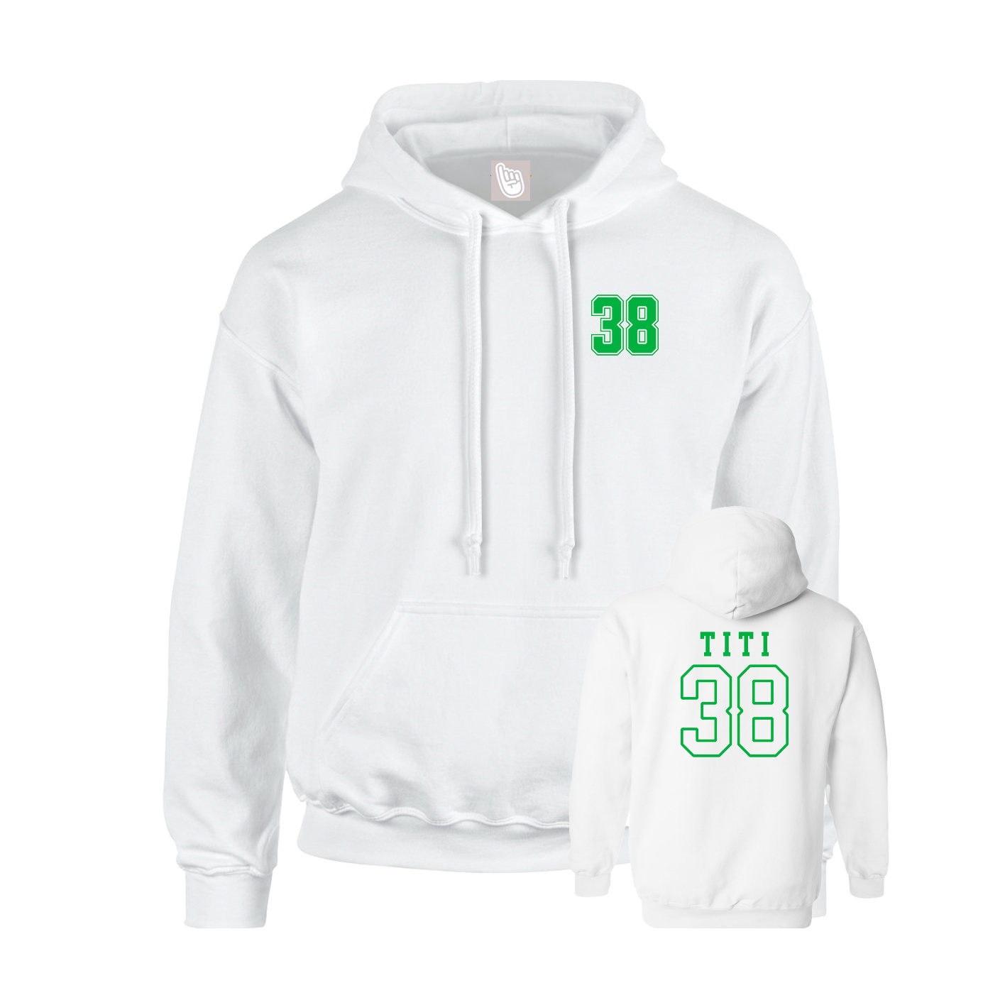 Youth Hoodie — Chest Back in White