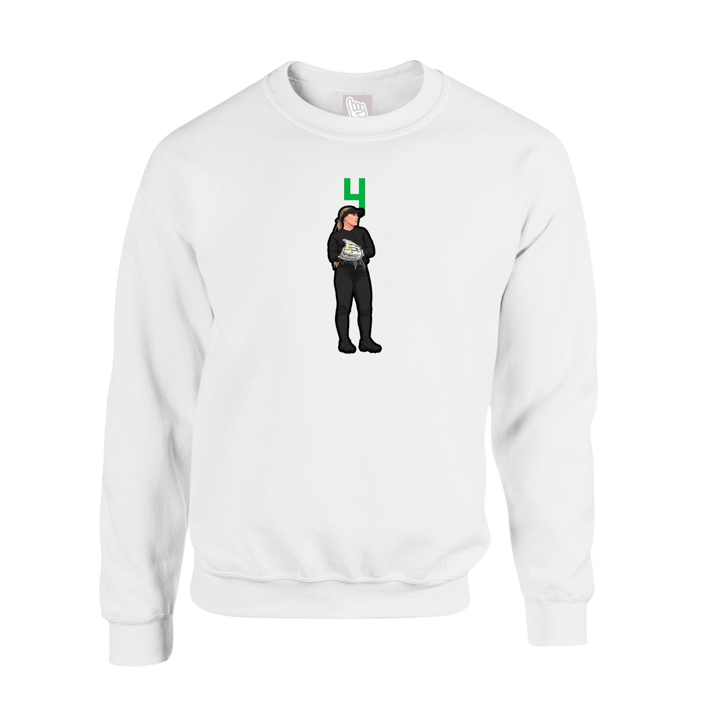 Fleece Crew — Number Top in White