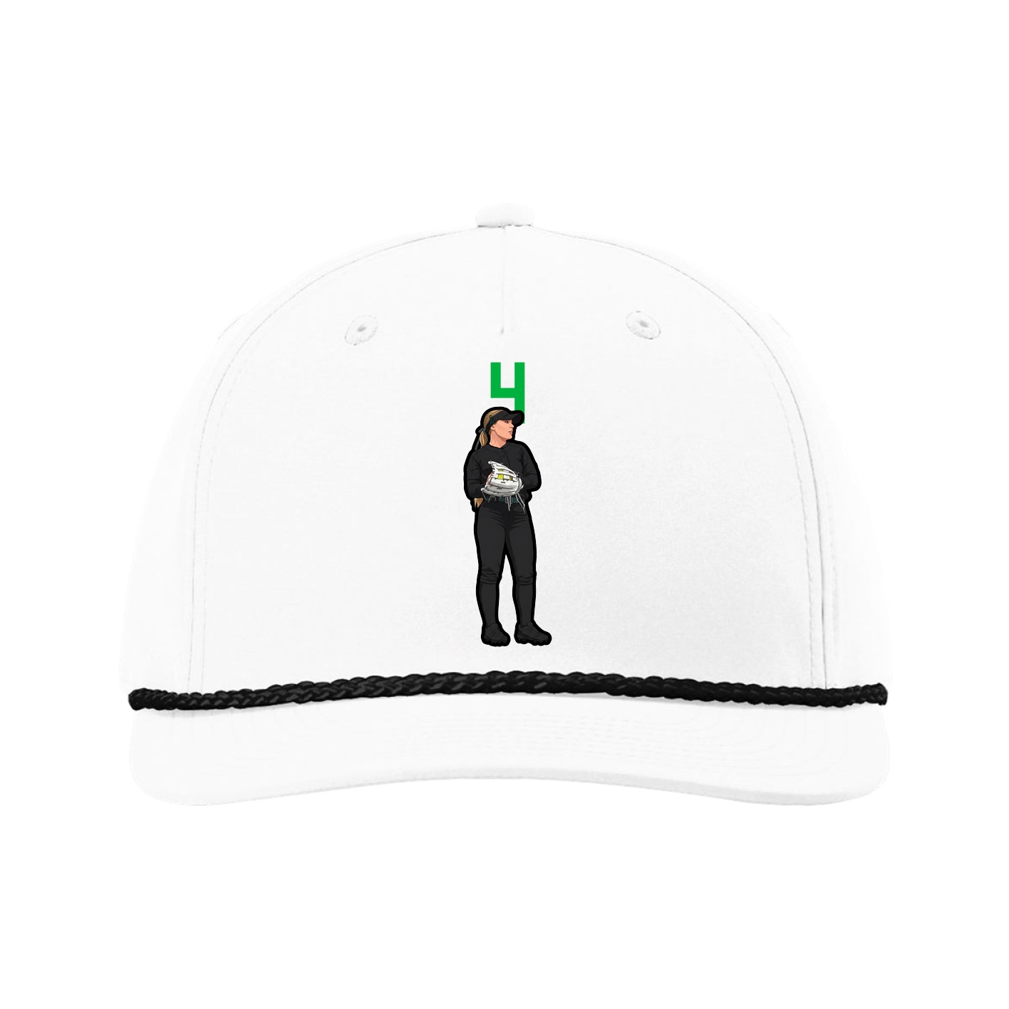 Five-Panel Classic Rope Cap — Number Top in White