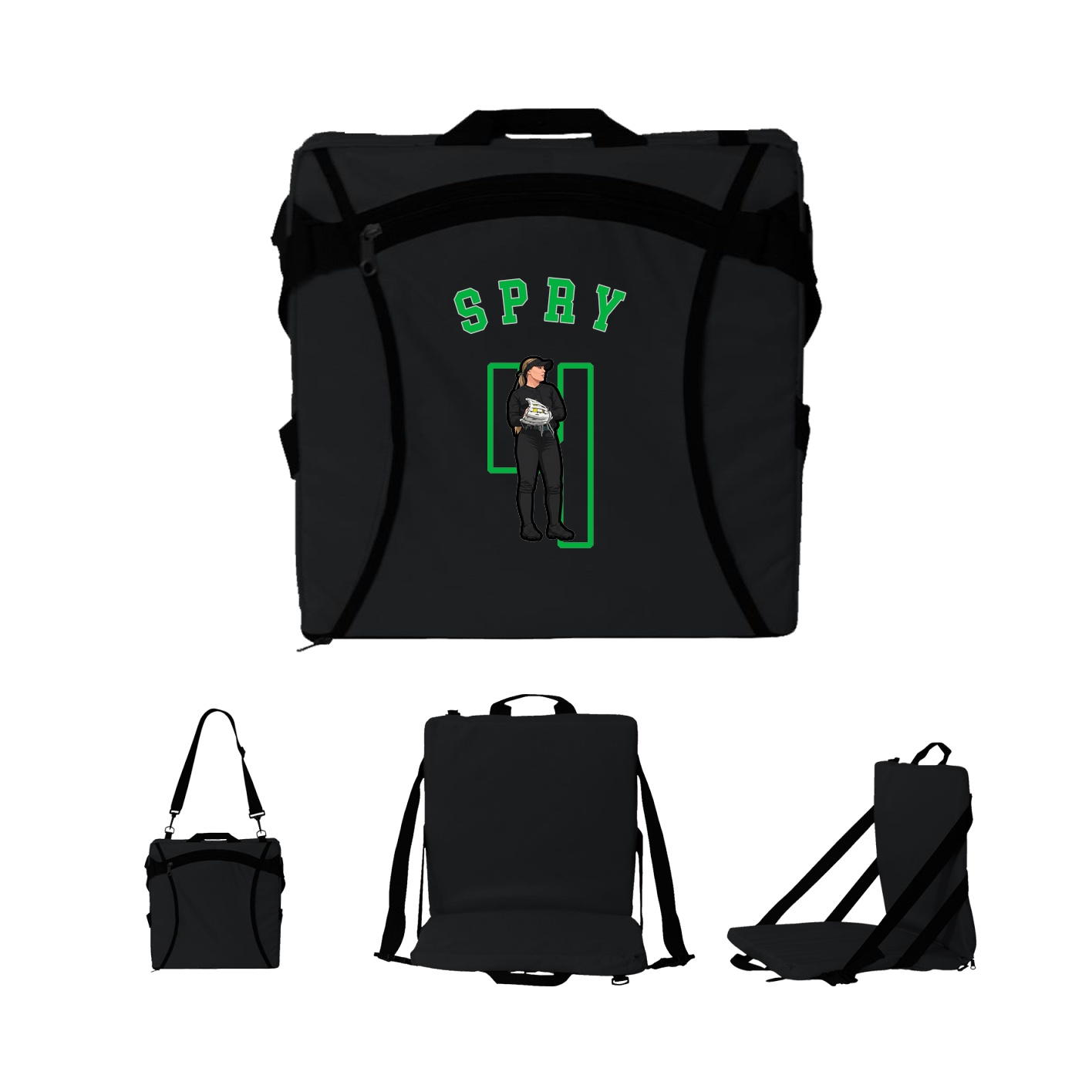 Folding Stadium Seat — Shirsey Arch in Black