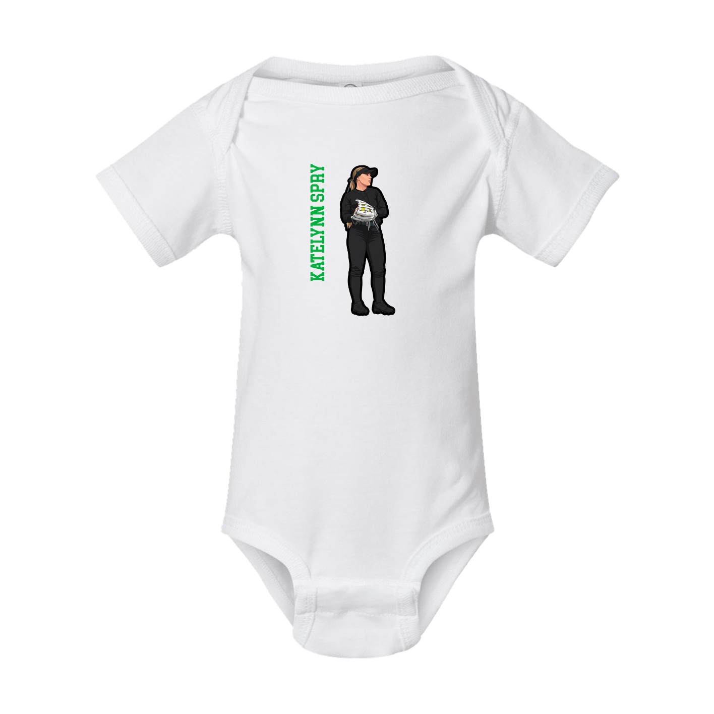 Baby Onesie — Name Vertical in White