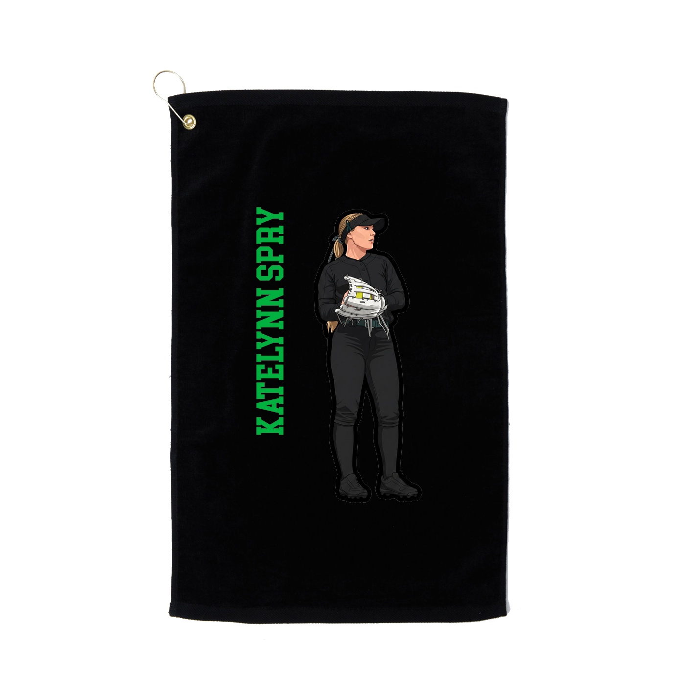 Golf Towel — Name Vertical in Black