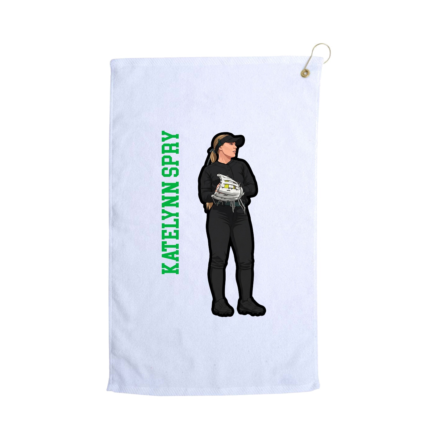 Golf Towel — Name Vertical in White