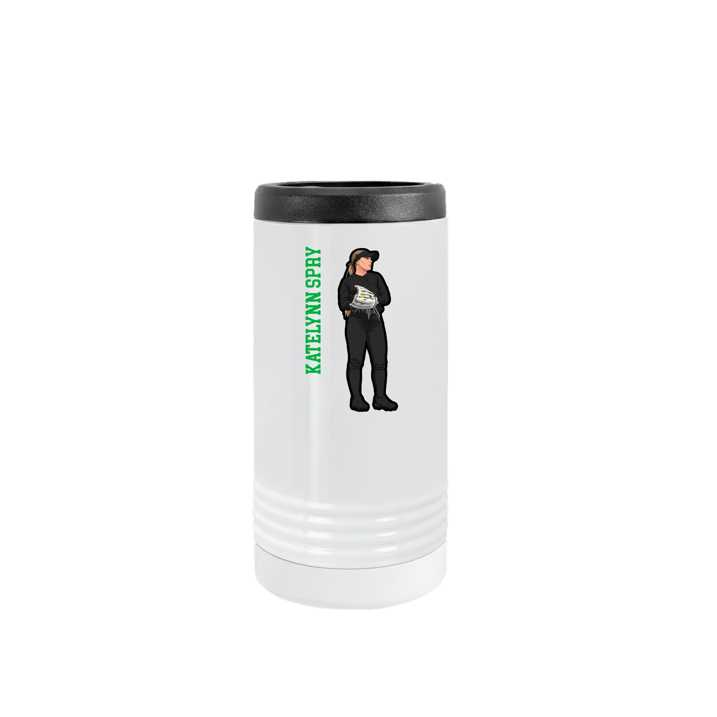 Slim Beverage Holder — Name Vertical in White