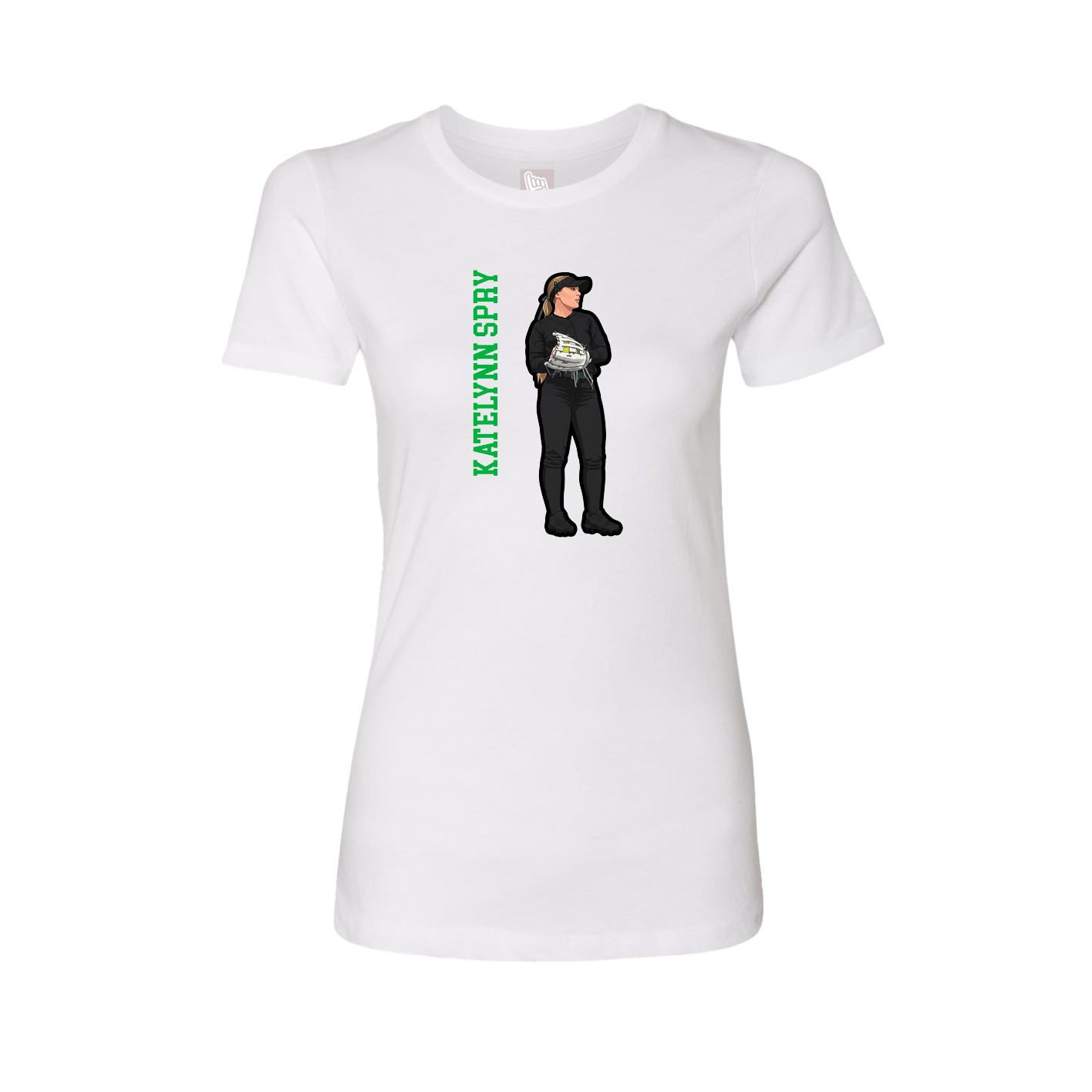 Fitted Women's Tee — Name Vertical in White