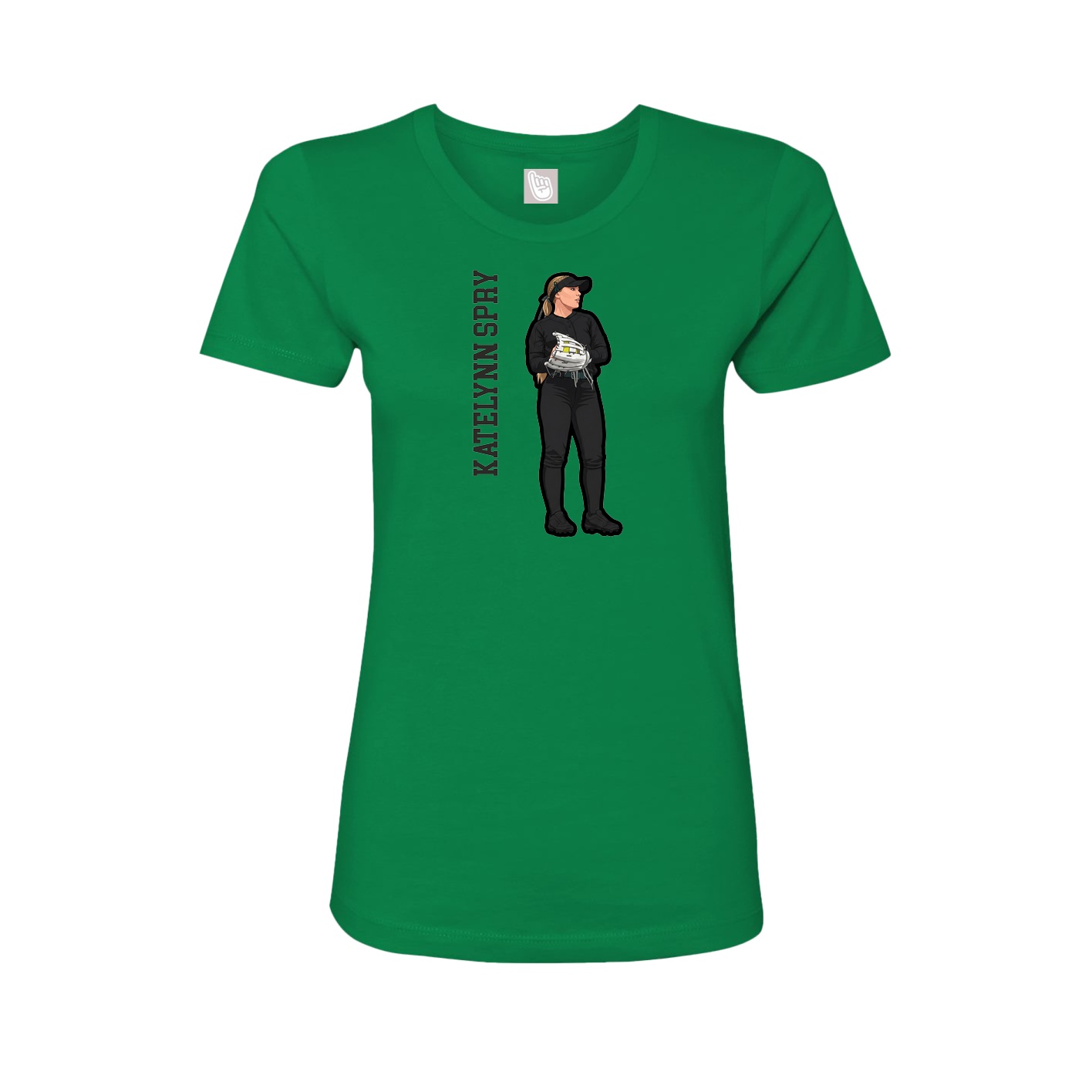 Womens Tee — Name Vertical in Green