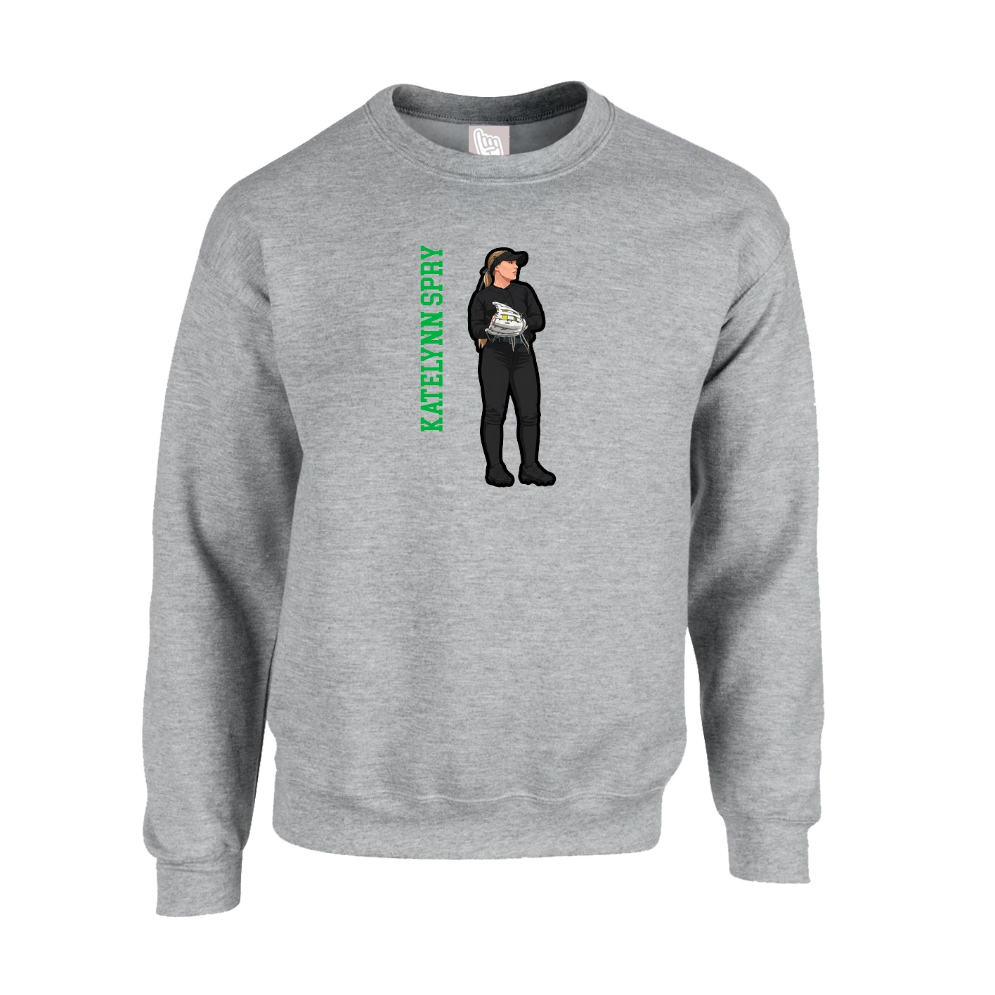 Fleece Crew — Name Vertical in Grey