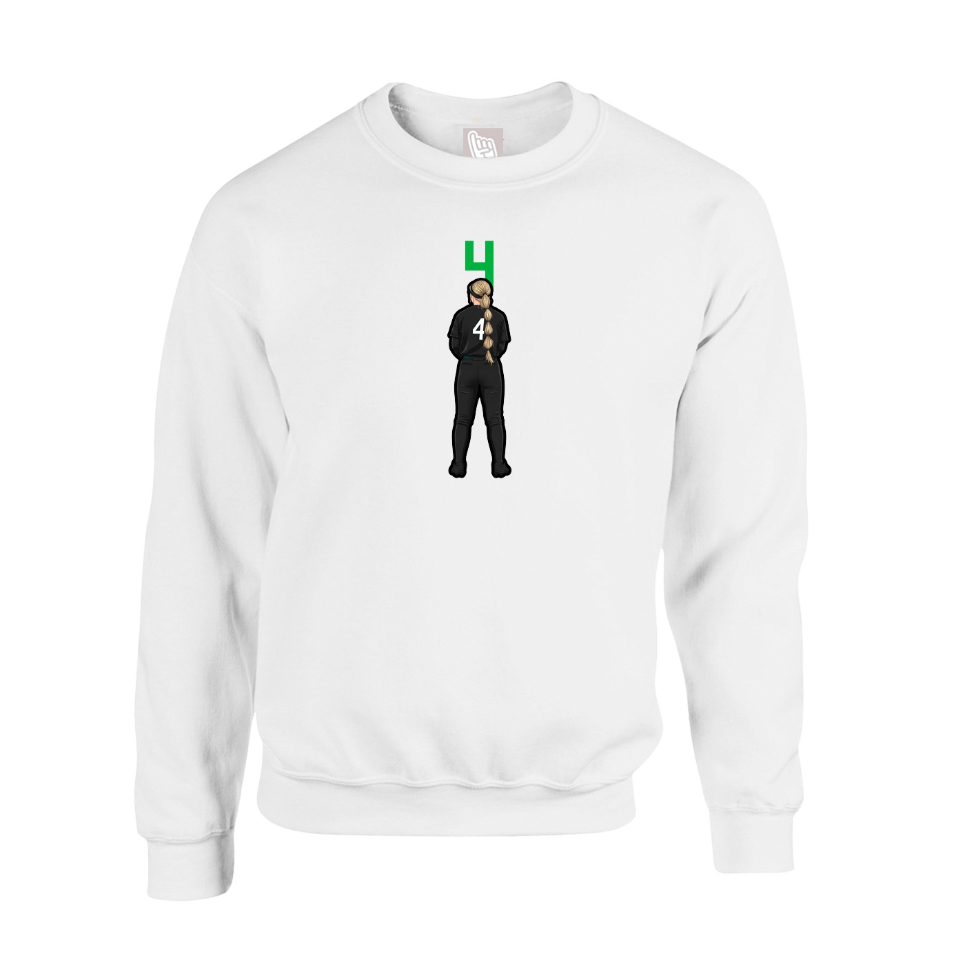 Fleece Crew — Number Top in White