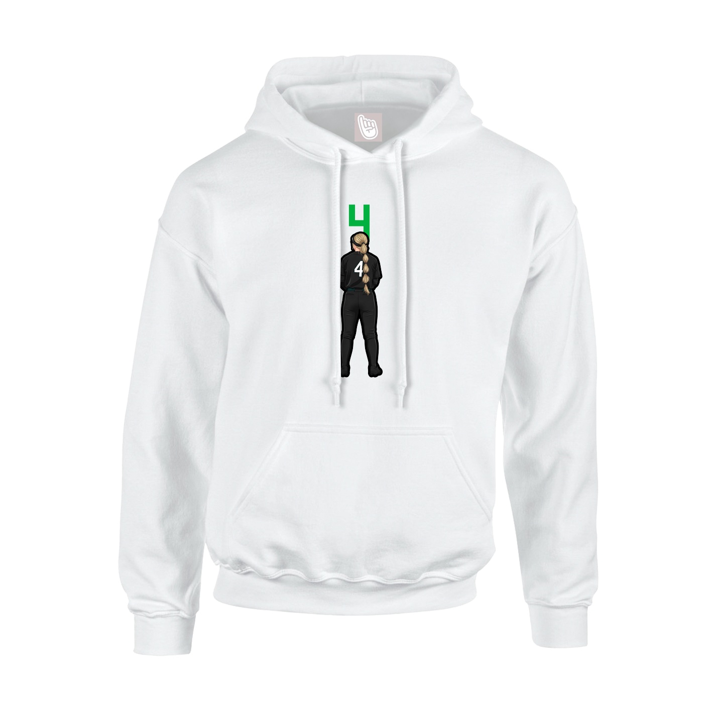 Youth Hoodie — Number Top in White