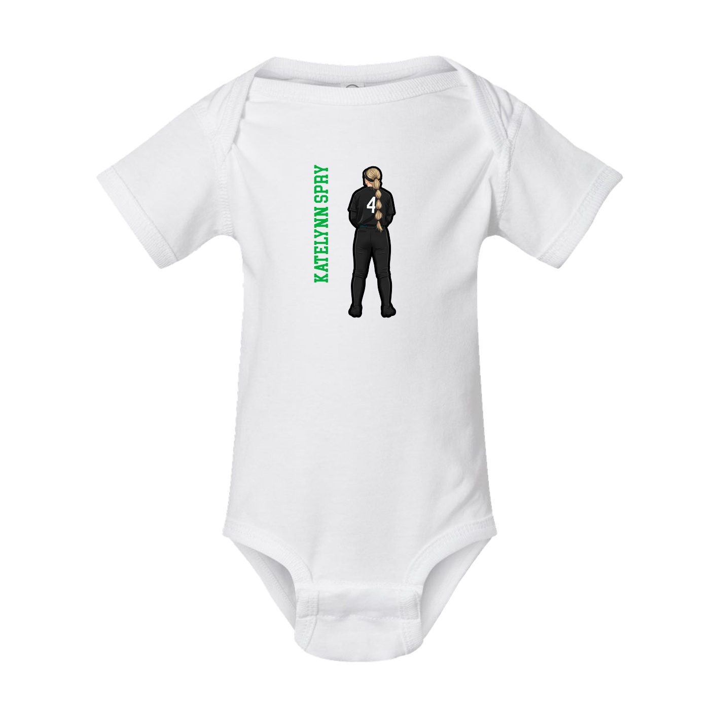 Baby Onesie — Name Vertical in White
