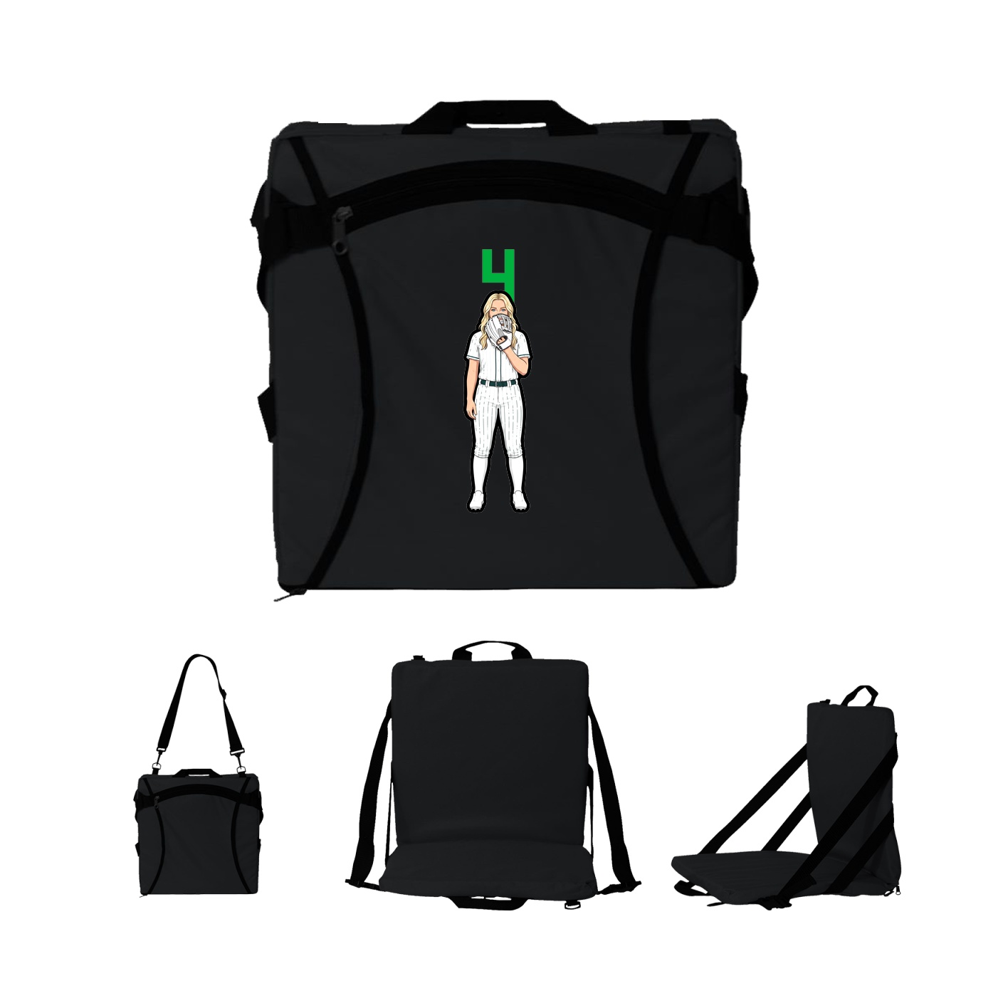 Folding Stadium Seat — Number Top in Black