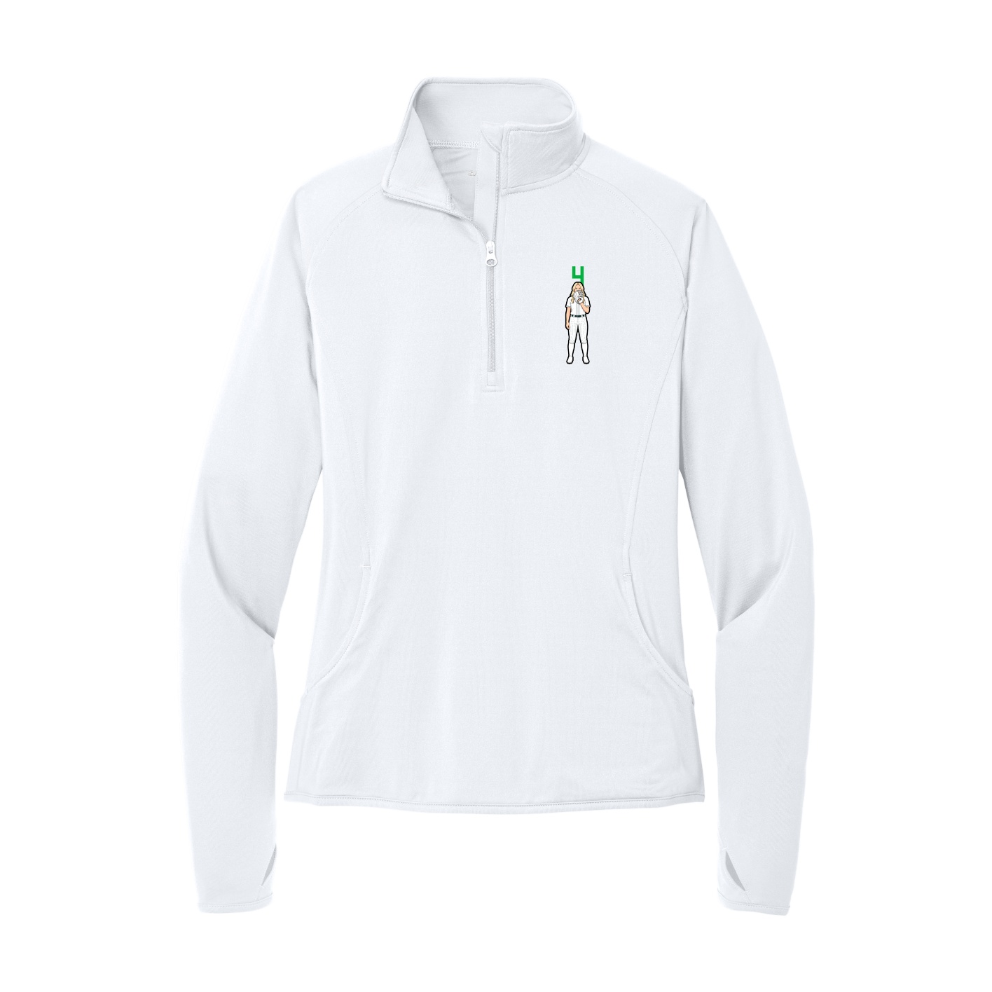 Women's Q-Zip Pullover — Number Top in White