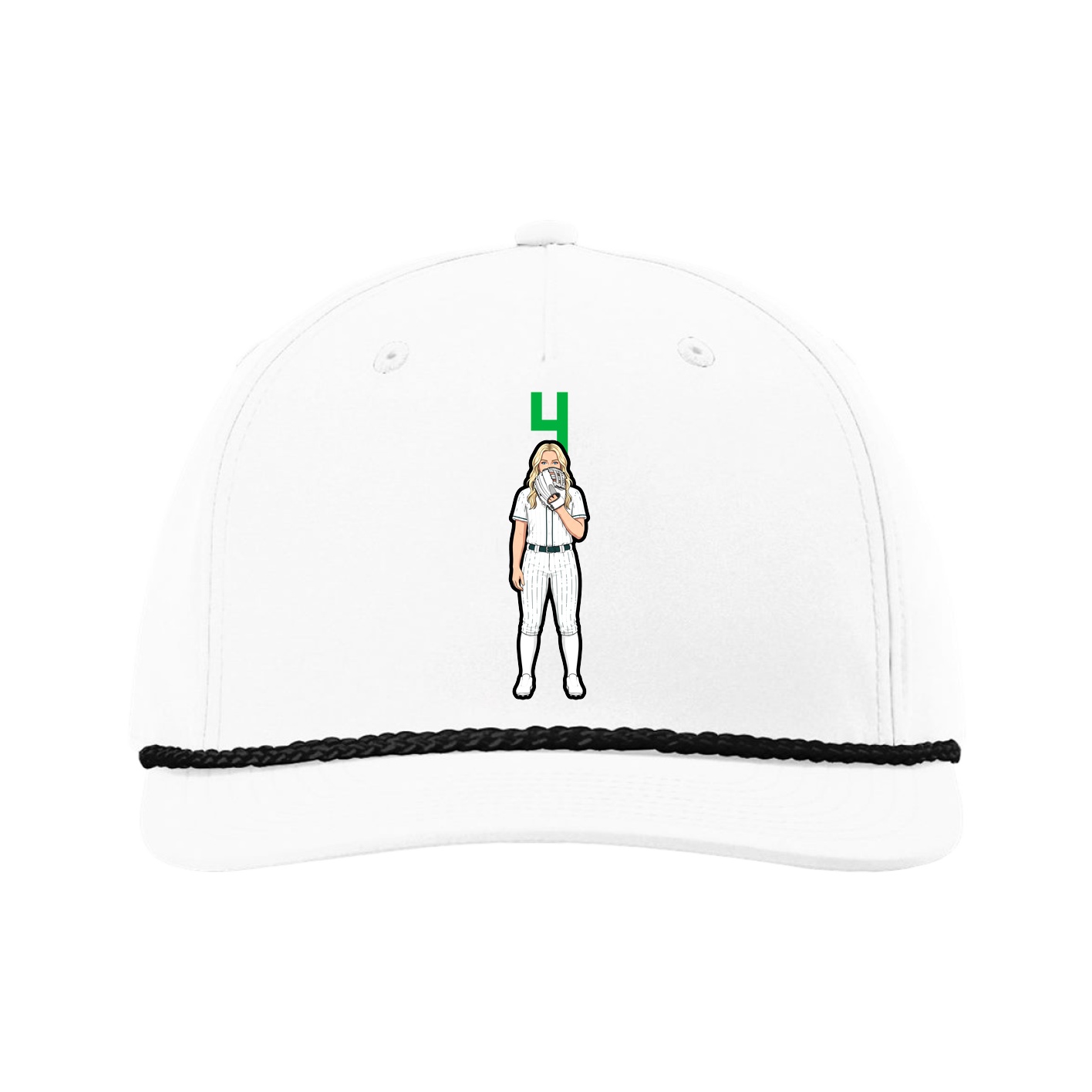 Five-Panel Classic Rope Cap — Number Top in White