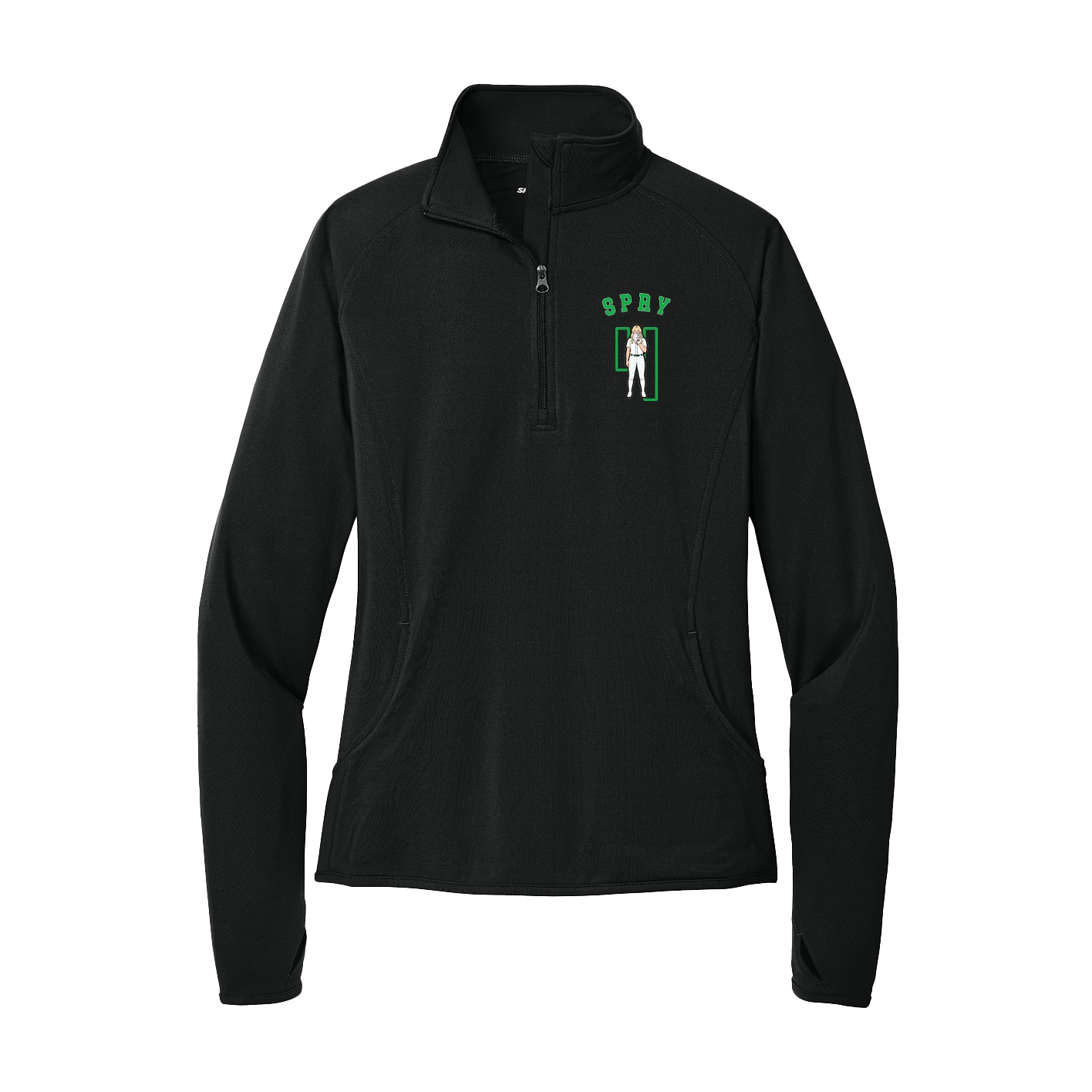 Women's Q-Zip Pullover — Shirsey Arch in Black