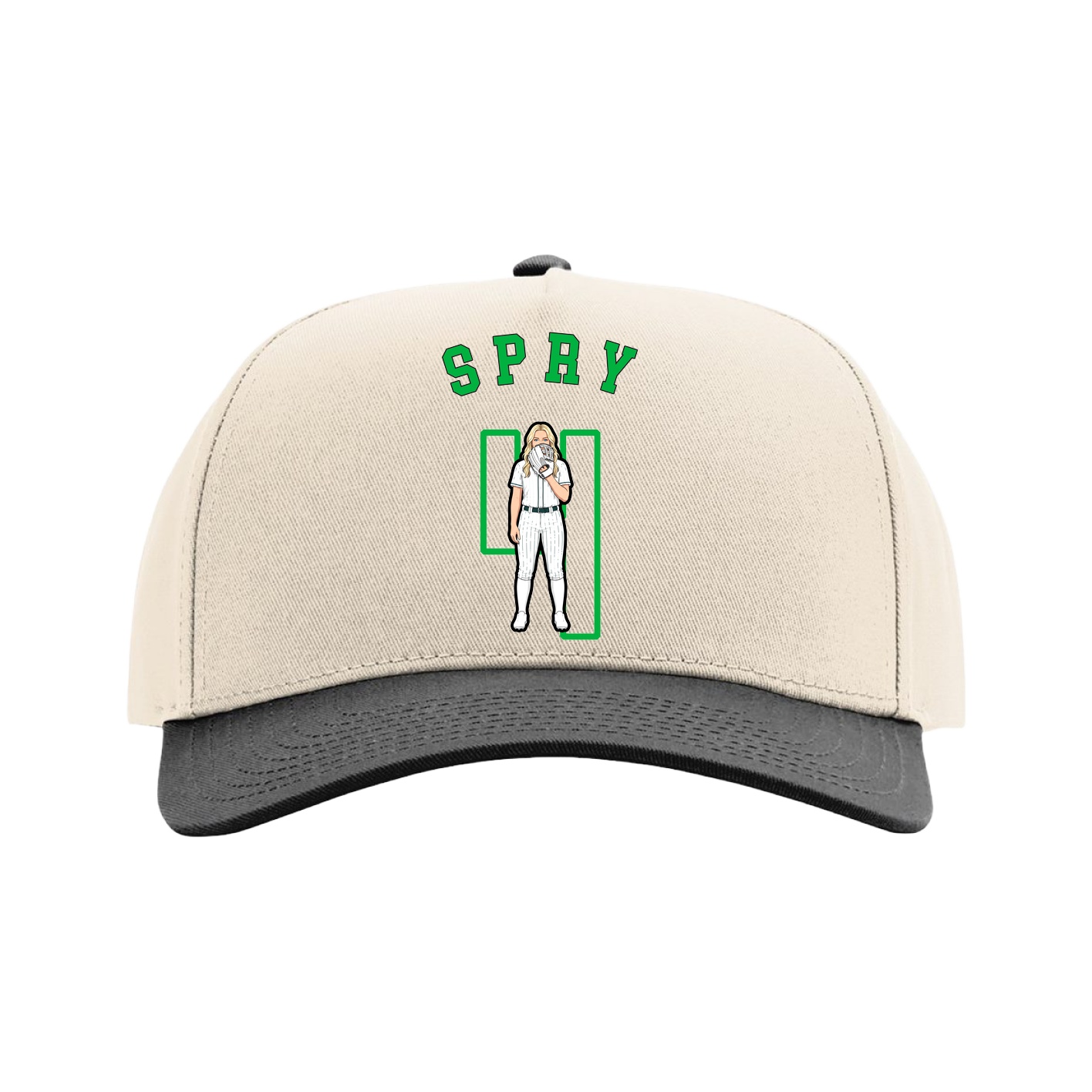 Full Fabric Five-Panel Champ Cap — Shirsey Arch in Cream/Black