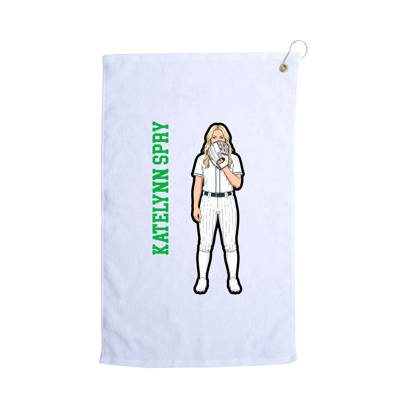Golf Towel — Name Vertical in White