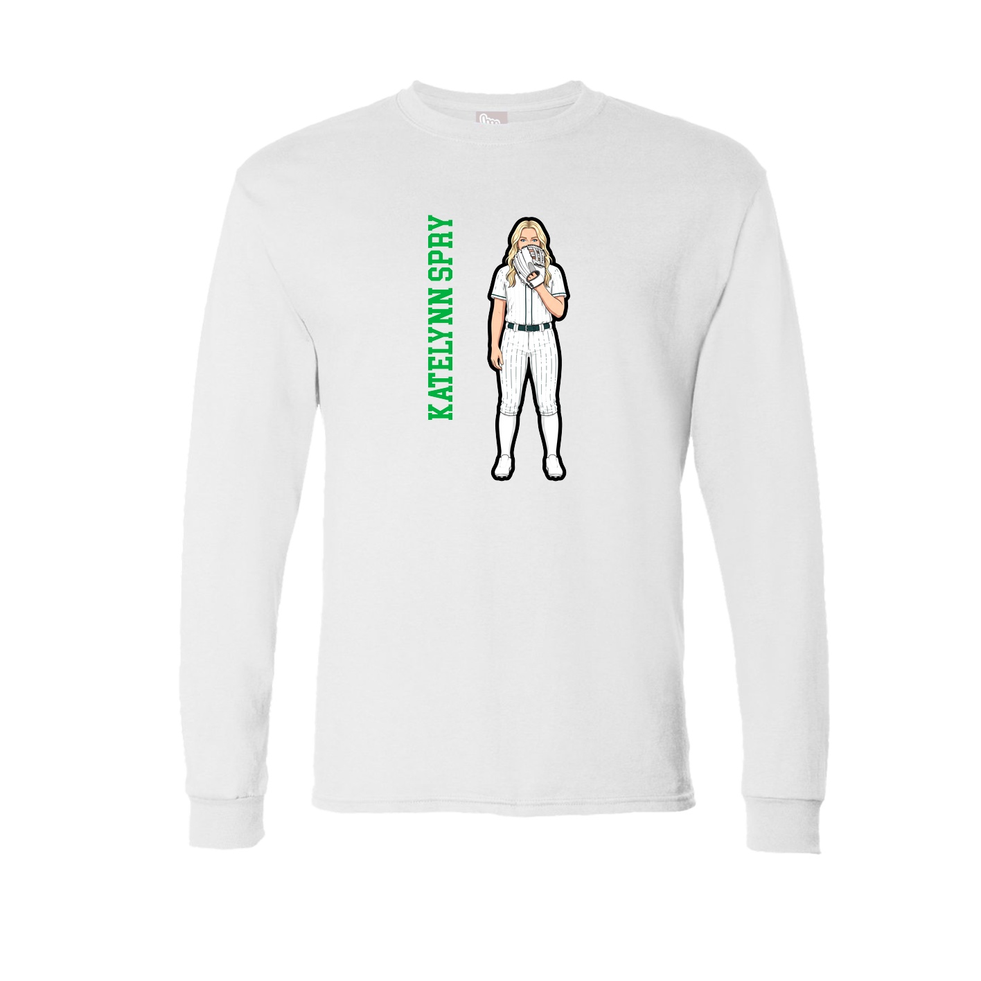 Long Sleeve Tee — Name Vertical in White