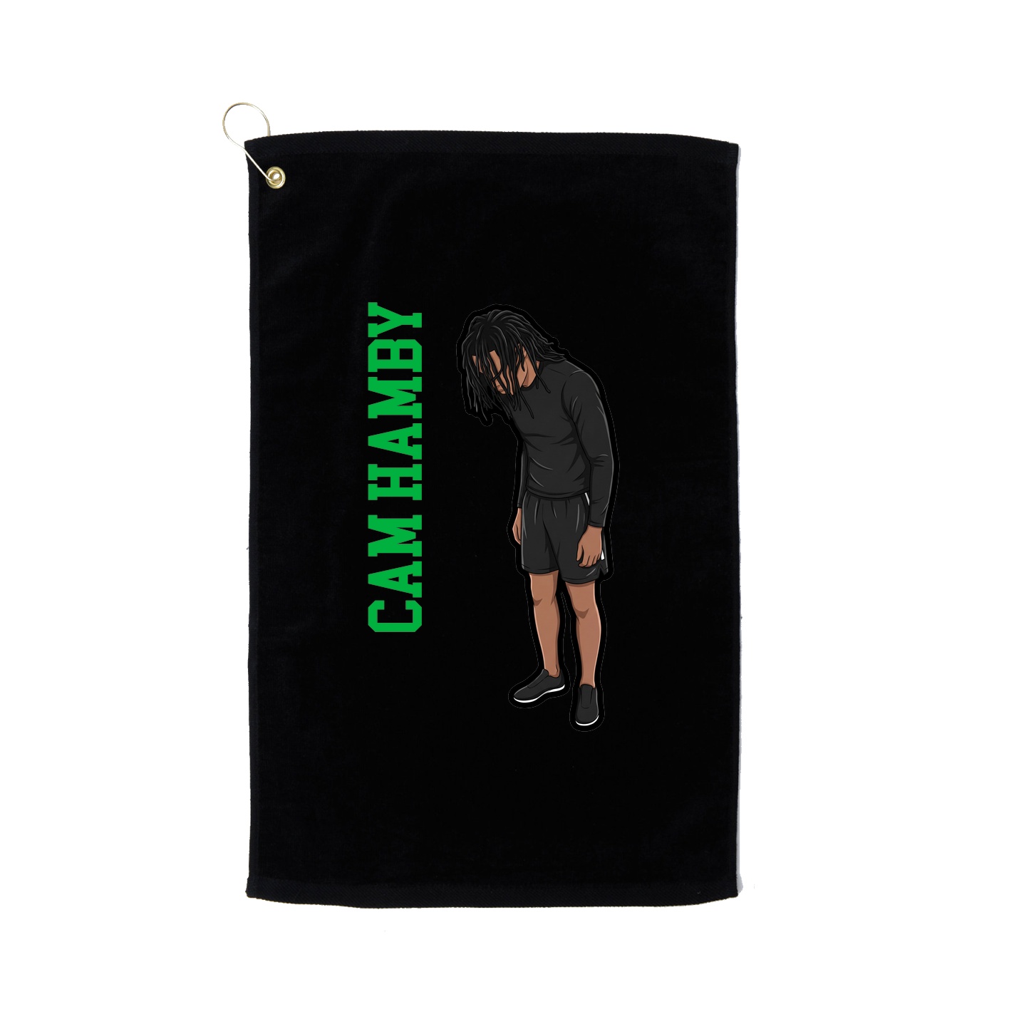 Golf Towel — Name Vertical in Black