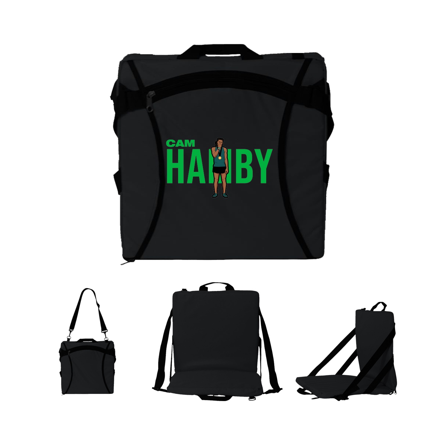 Folding Stadium Seat — Player Name in Black