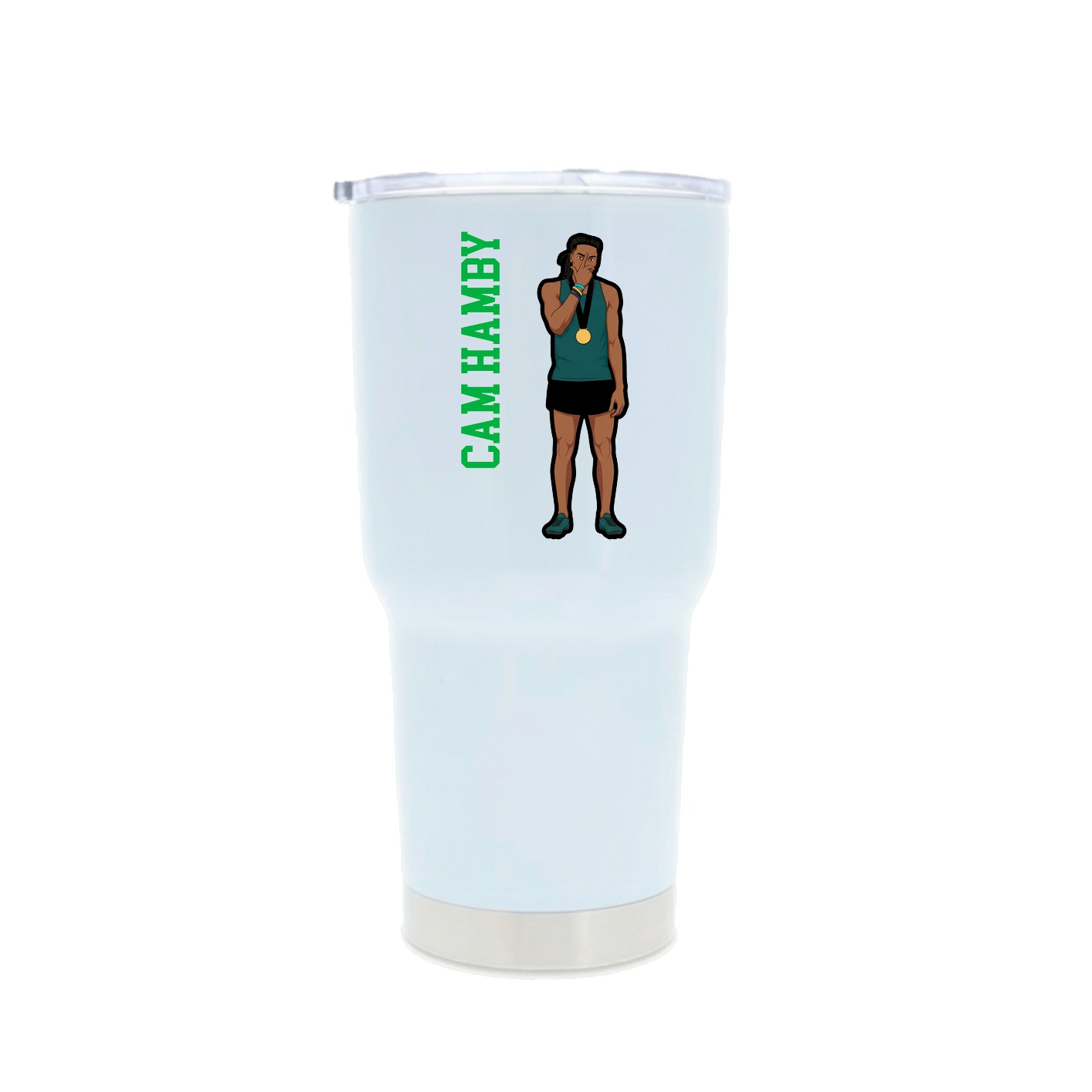30oz Stainless Steel Tumbler — Name Vertical in White