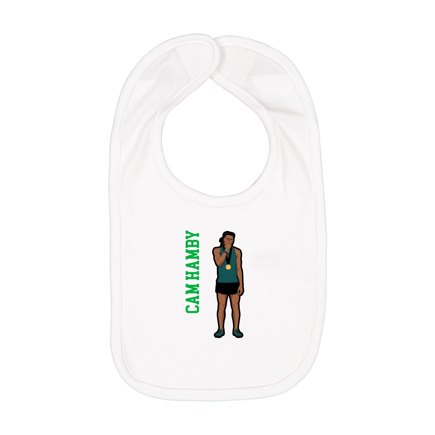 Infant Bib — Name Vertical in White