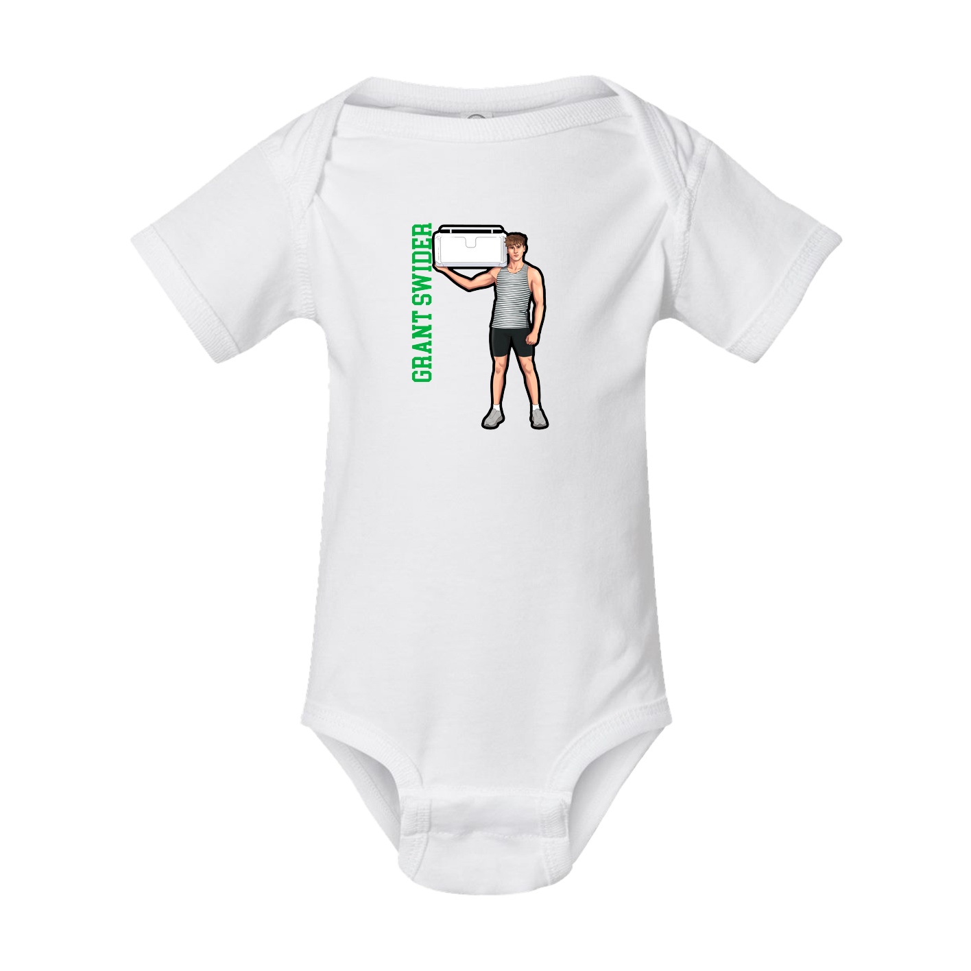 Baby Onesie — Name Vertical in White
