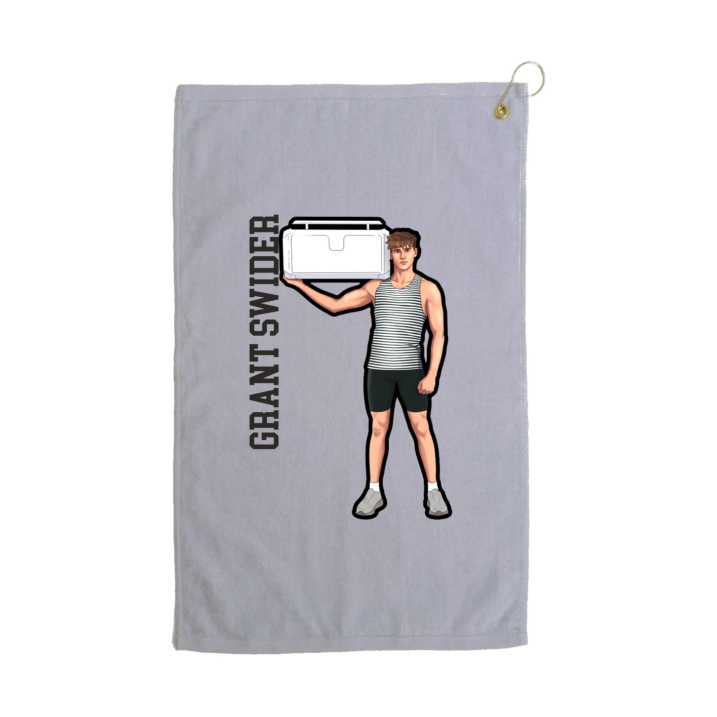 Golf Towel — Name Vertical in Grey