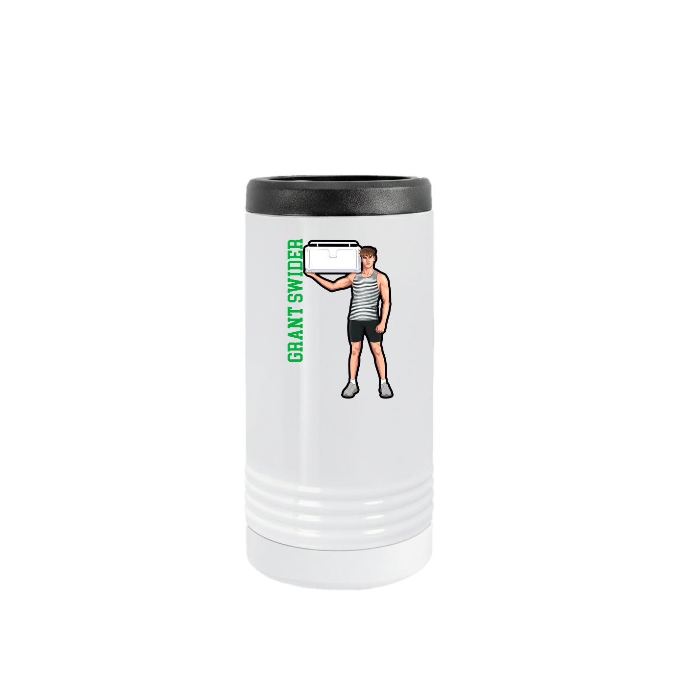 Slim Beverage Holder — Name Vertical in White