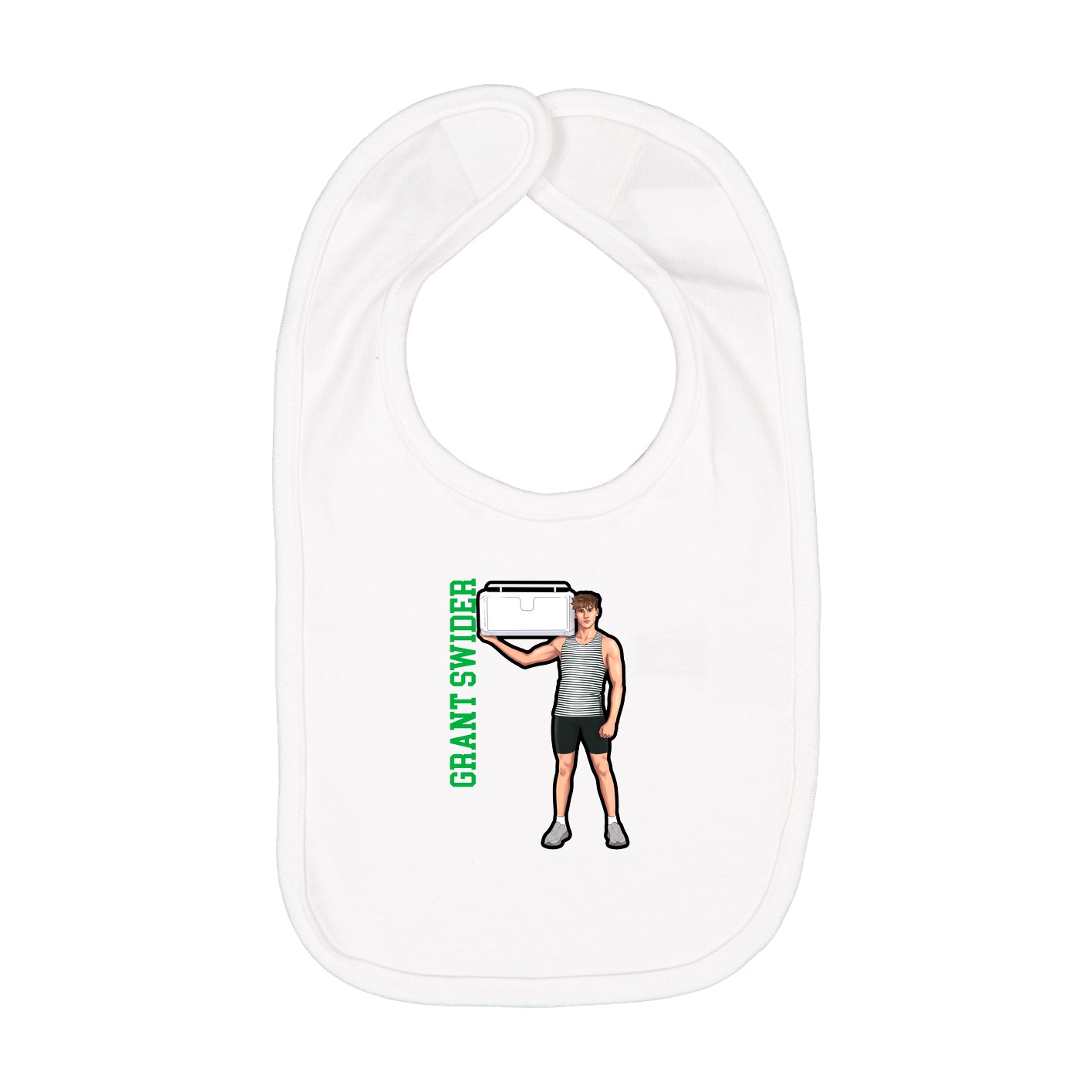 Infant Bib — Name Vertical in White