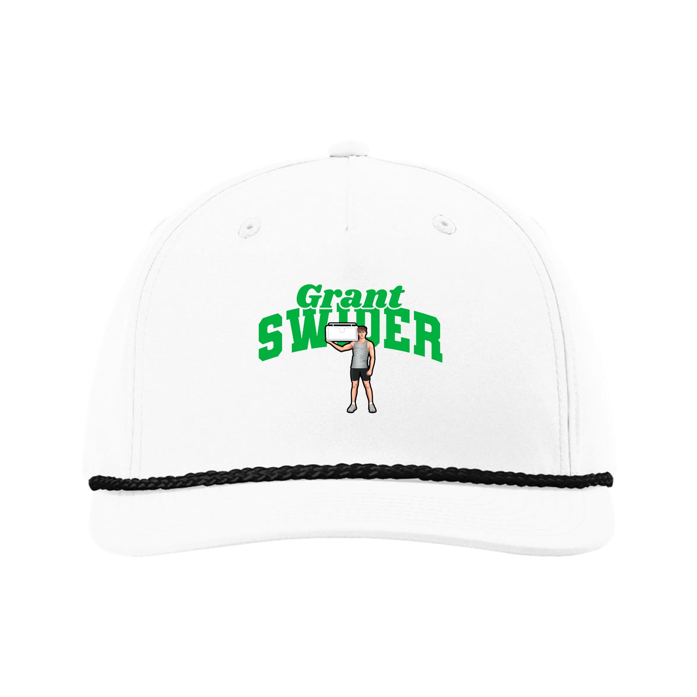 Five-Panel Classic Rope Cap — Signature Arch in White